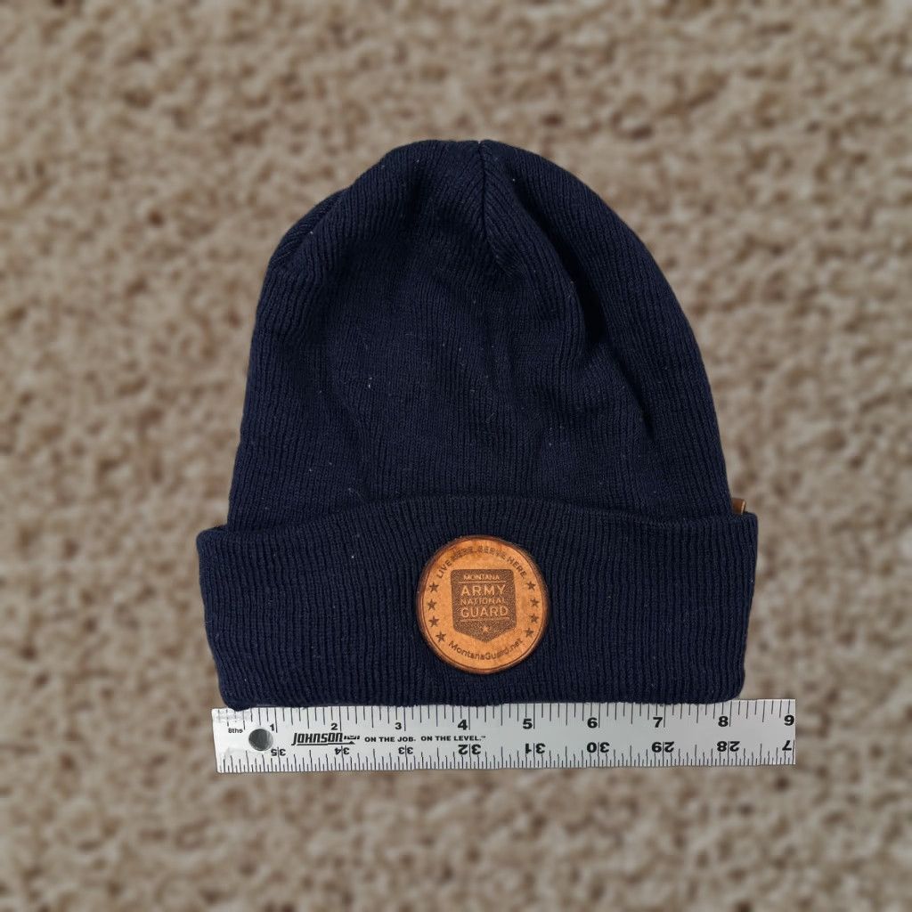 Vintage VINTAGE Montana Army National Guard Beanie Toque Adult OS Blue Knit Acrylic Outdoors Hat Men One Size Blue Army Logo 90s Mens Size ONE SIZE - 1 Thumbnail
