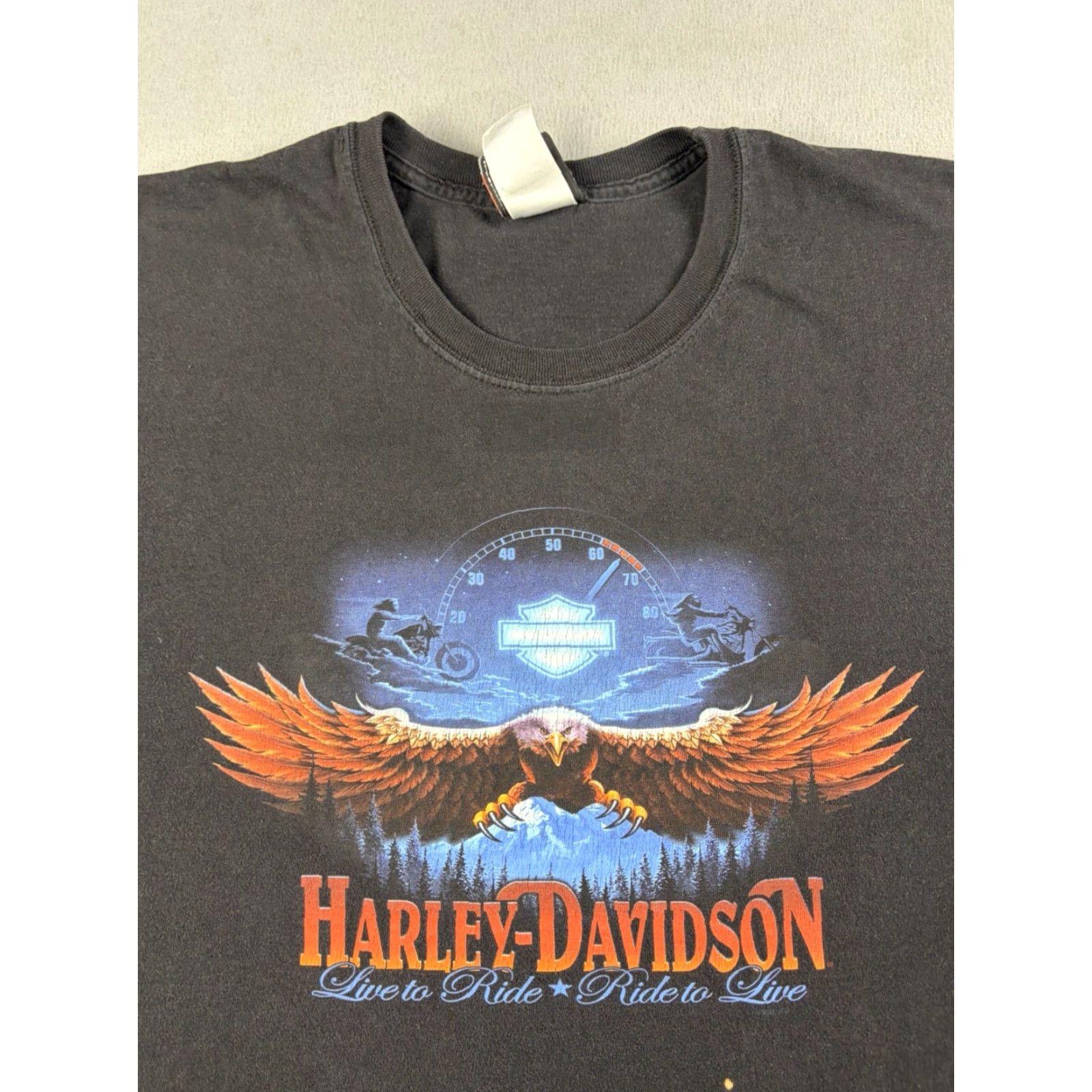 Harley Davidson VINTAGE Harley-Davidson T-Shirt XL Black Blue Ride North Carolina Biker Y2k Mens Shirts Short Sleeve Crew Neck Cotton Double-Sided Size US XL / EU 56 / 4 - 3 Thumbnail