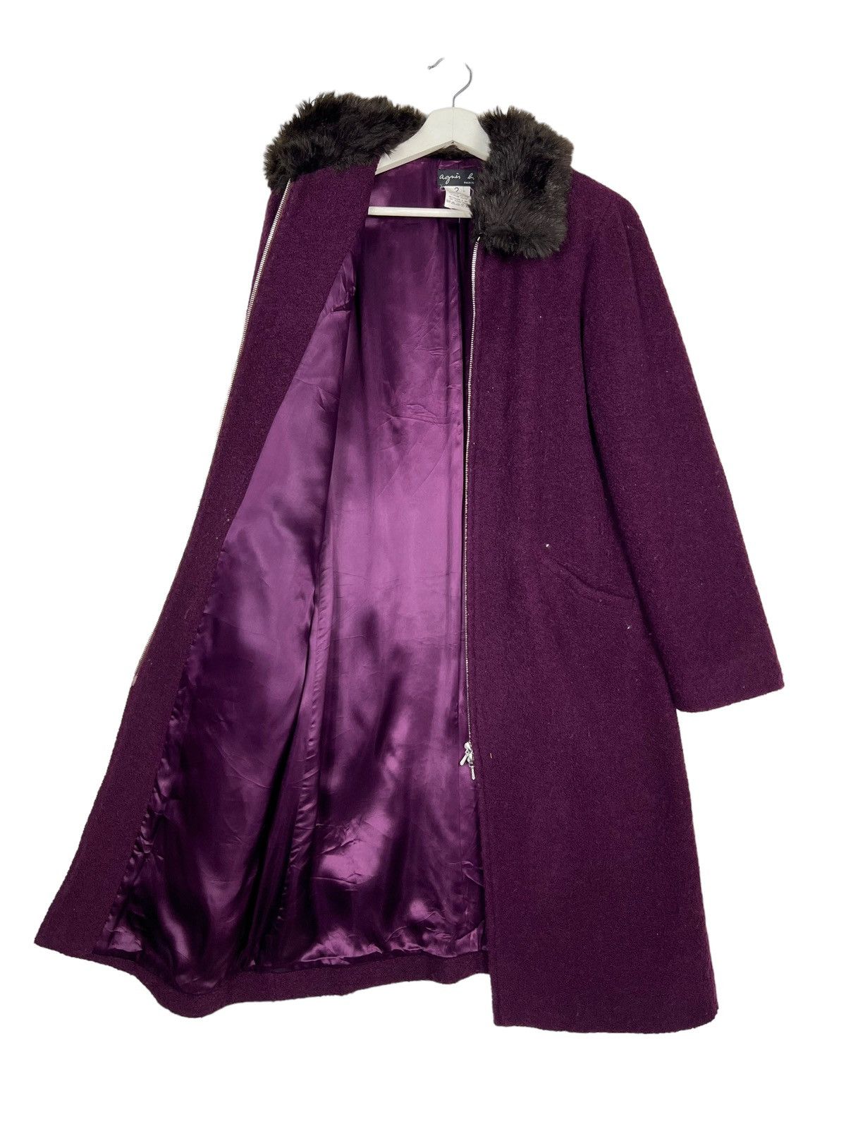 agnes b. 🔥 AGNES B FAUX FUR TRIM WOOL LONGCOAT Size M / US 6-8 / IT 42-44 - 9 Thumbnail
