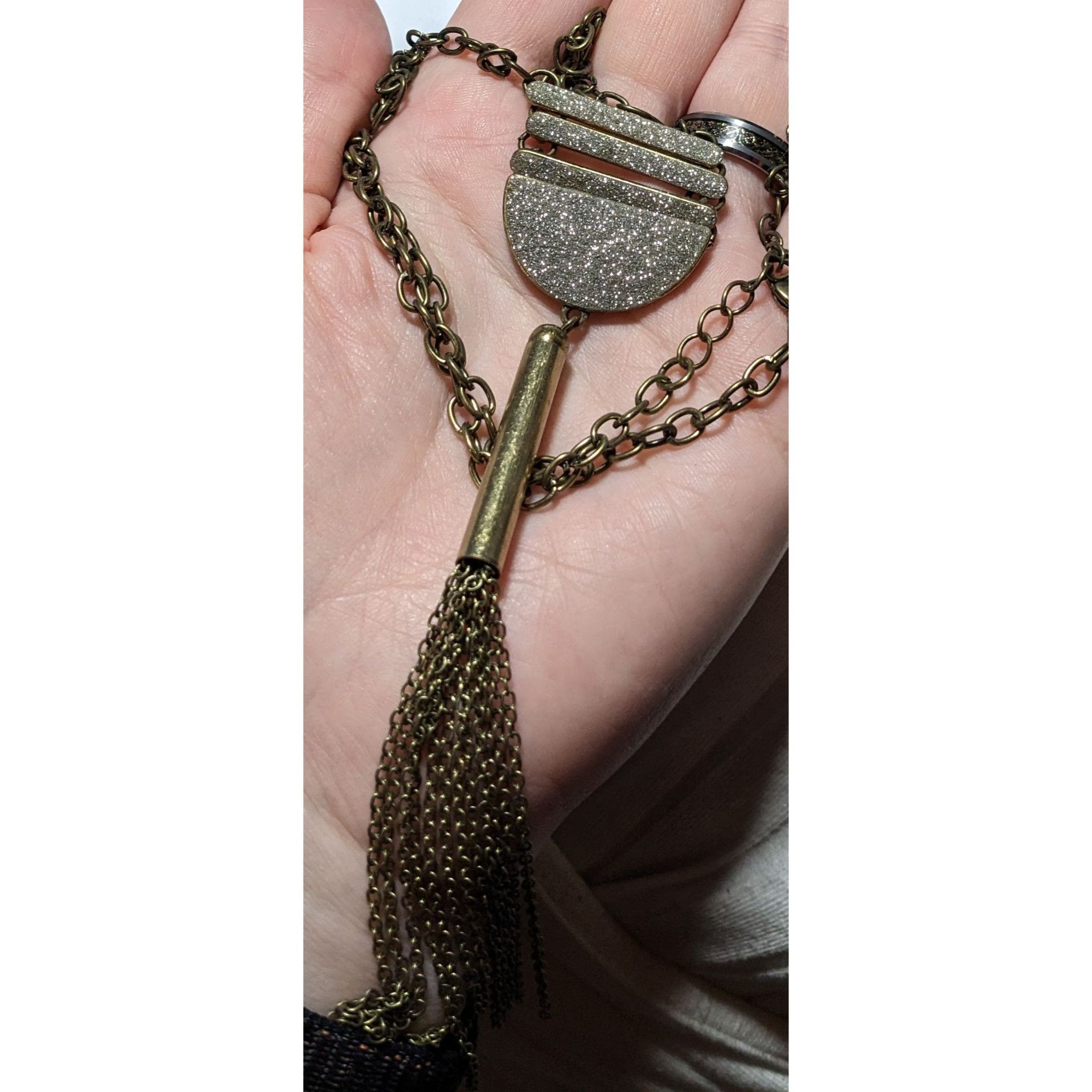 Other Silver Glitter Tassel Necklace Size ONE SIZE - 5 Thumbnail