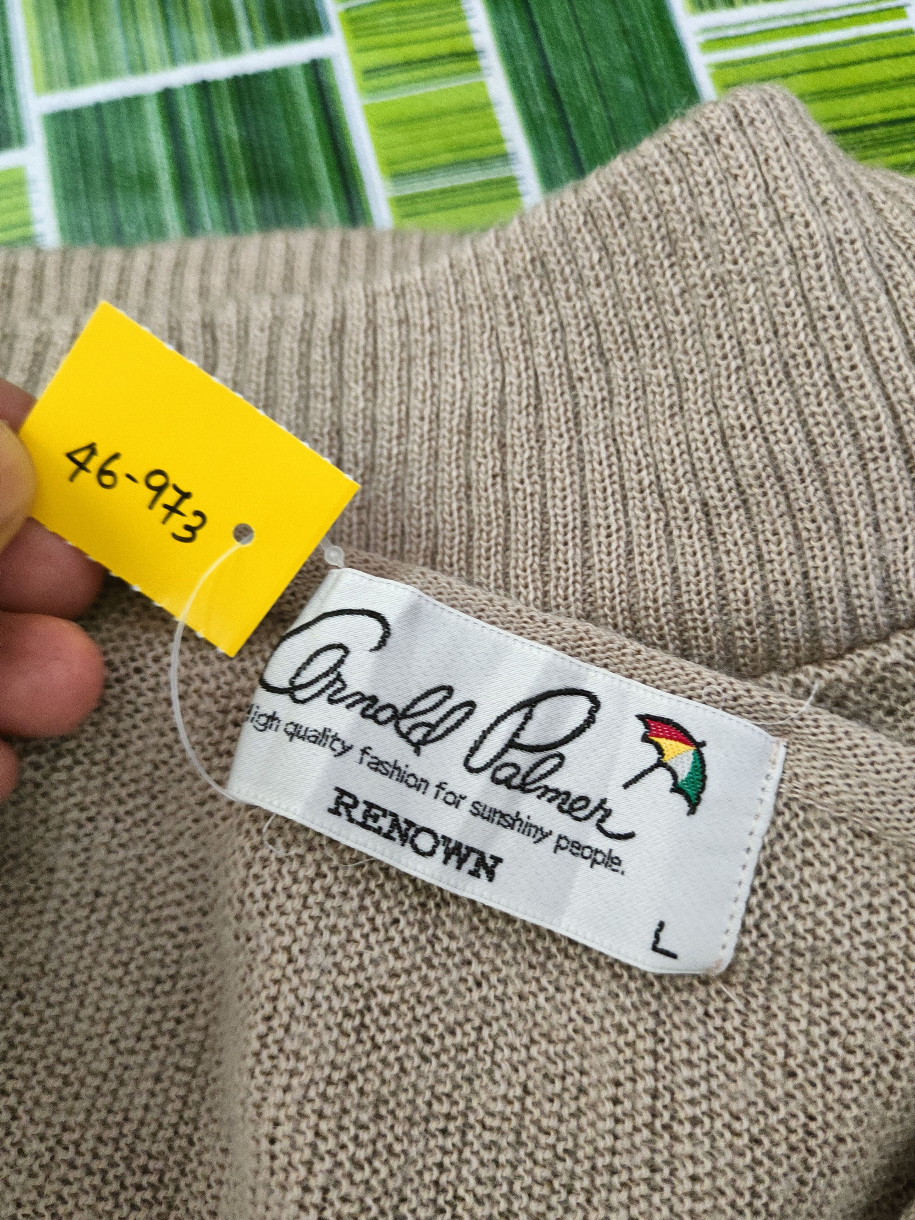 RENOWN DL Arnold Palmer-Renown L.Brown Knitwear Sweatshirt #46-973 Size US L / EU 52-54 / 3 - 11 Thumbnail