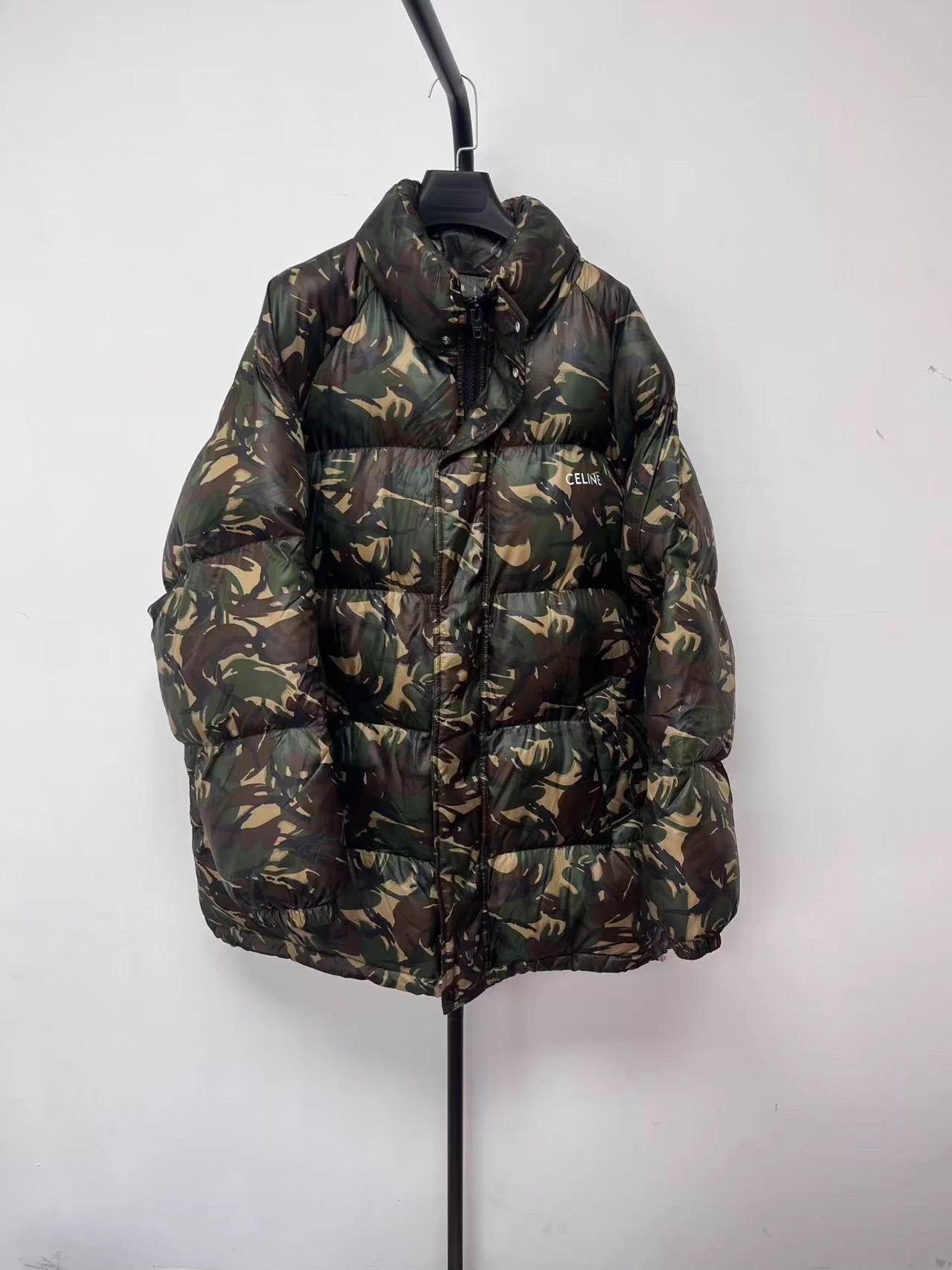 Celine CELINE Camo Zip Stand Collar Nylon Parka Coat Size US M / EU 48-50 / 2 - 1 Thumbnail