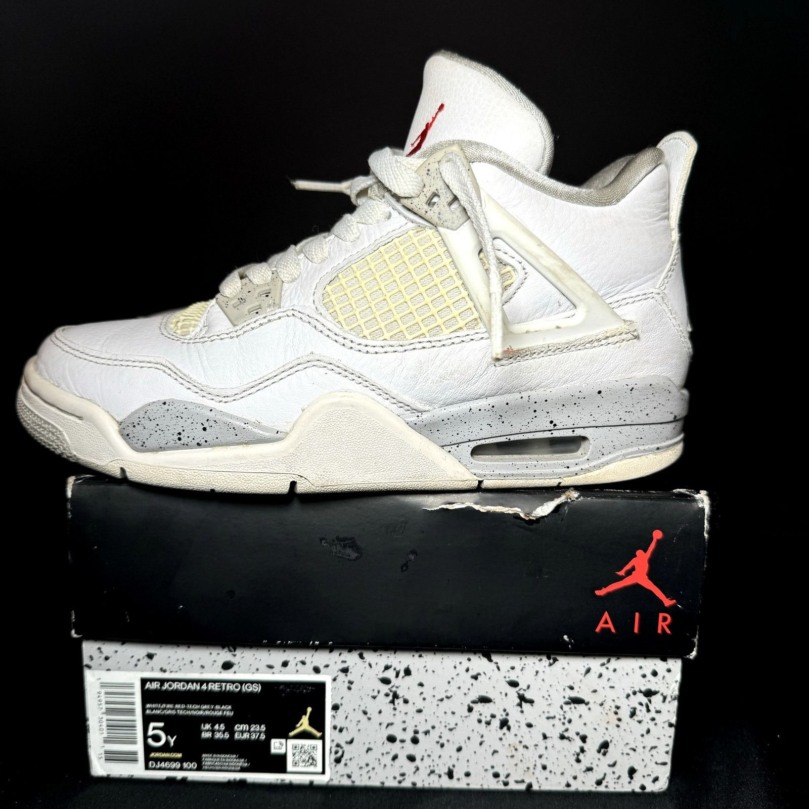 Jordan Brand × Nike Size 5 - Nike Air Jordan 4 Retro GS White Oreo Men's Shoes Size US 5 / EU 37 - 9 Thumbnail