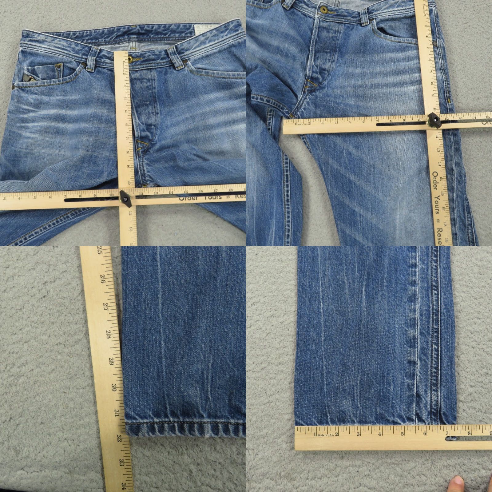 Diesel Diesel Jeans Mens 36x32 Darron Regular Slim Tapered Distressed Wash Button Fly Jeans Mens Slim Distressed Blue 5-Pocket Diesel Darron Men’s Jeans Size US 36 / EU 52 - 9 Thumbnail
