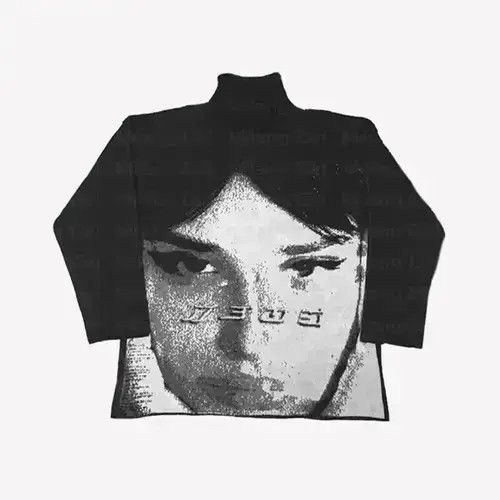Japanese Brand Knitted sweater hip-hop style high collar portrait print Size US M / EU 48-50 / 2 - 4 Thumbnail