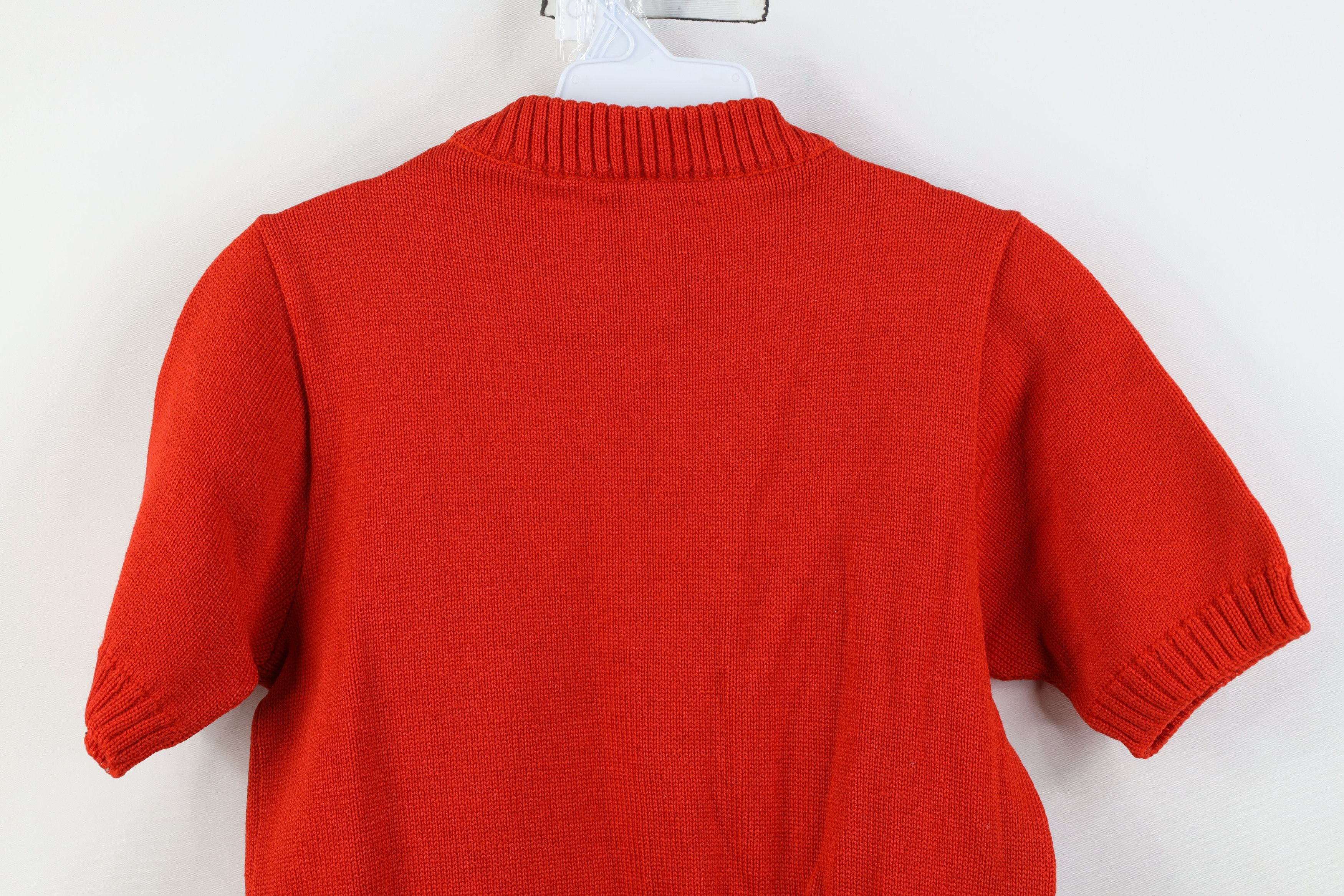 Vintage Vintage 60s Wool Knit Cheerleader Short Sleeve Sweater USA Size XS / US 0-2 / IT 36-38 - 10 Thumbnail