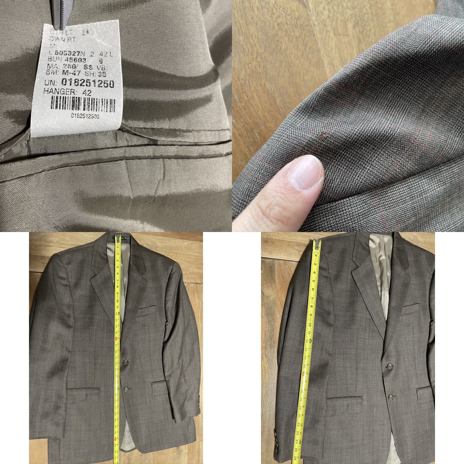 Ralph Lauren VINTAGE Ralph Lauren Blazer Mens 42L Sports Jacket Wool Cashmere Blend Brown Plaid Size 42R - 8 Thumbnail