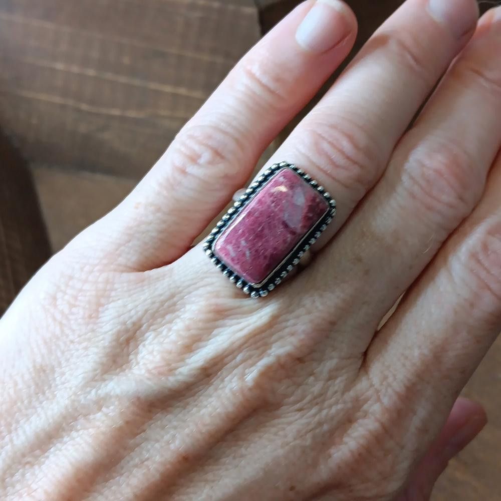 Designer Pink Thulite gemstone ring, sz 6.25 Size ONE SIZE - 3 Thumbnail