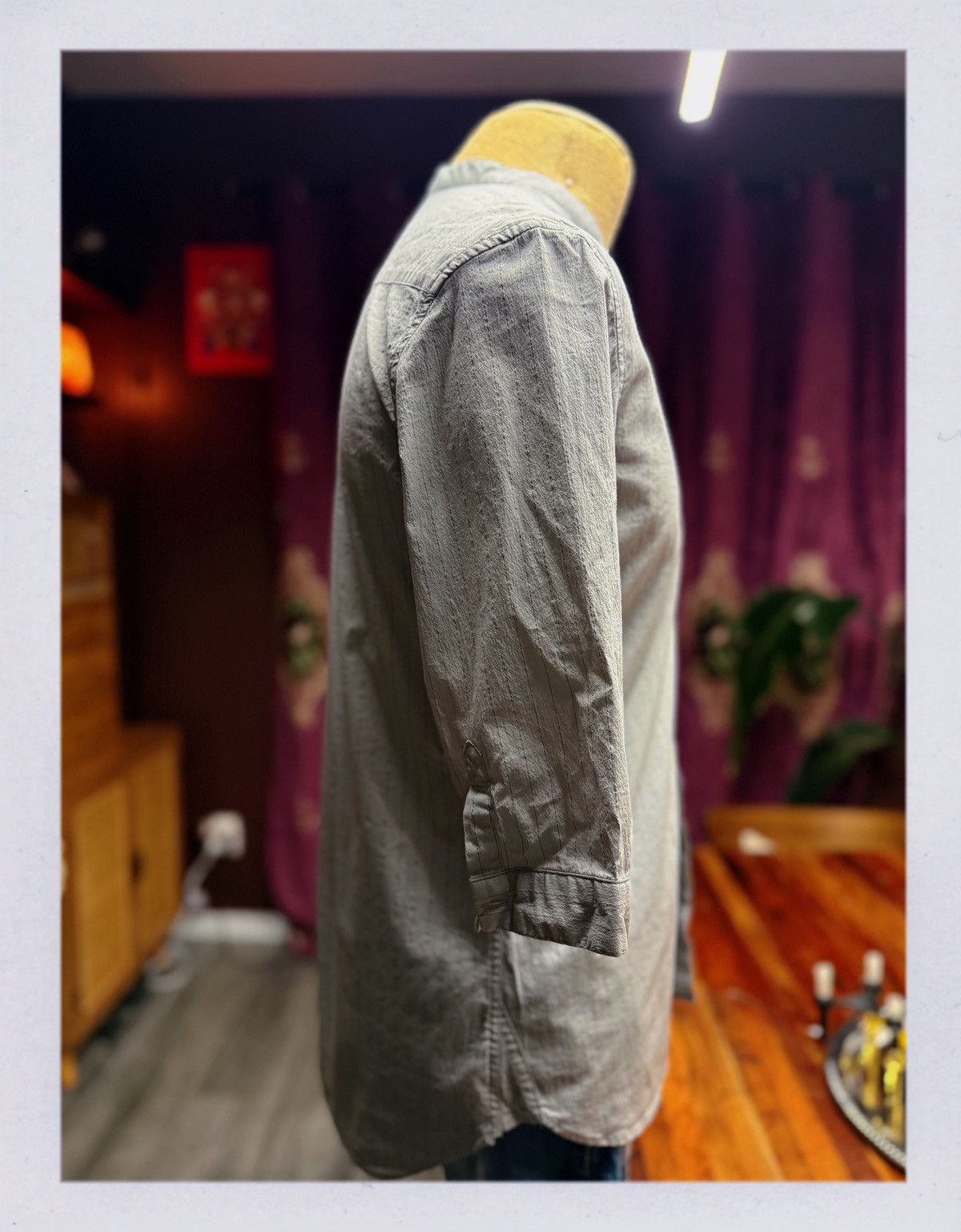 Other Minimalist Stand Collar Shirt – Light Grey Textured Cotton Size US S / EU 44-46 / 1 - 5 Thumbnail