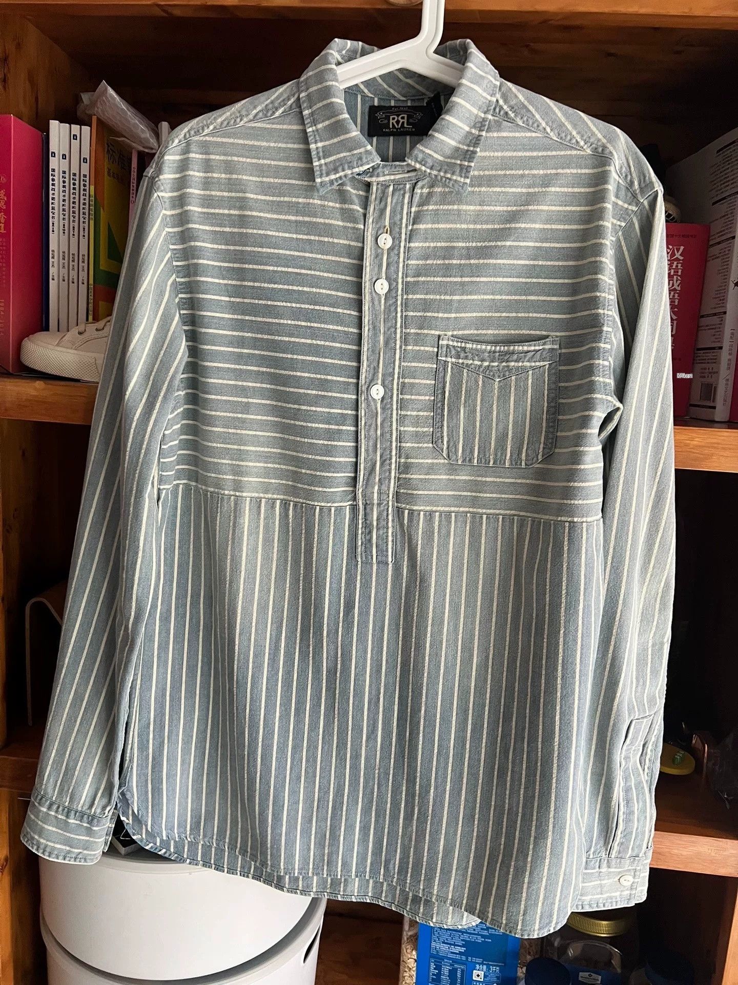 RRL Ralph Lauren RRL Striped Indigo Distressed Pullover Shirt Size US M / EU 48-50 / 2 - 3 Thumbnail