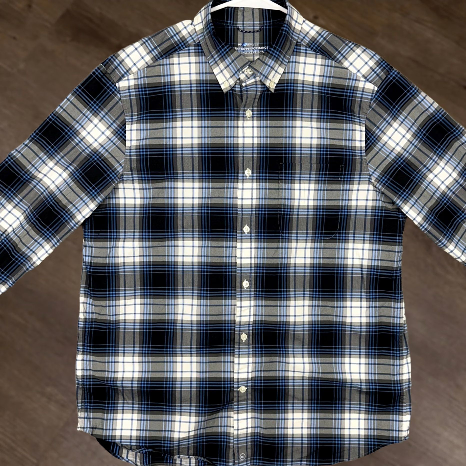 Vineyard Vines Vineyard Vines Mens Large Blue On The Go Performance Plaid Button Down Shirt Men Size US L / EU 52-54 / 3 - 1 Thumbnail