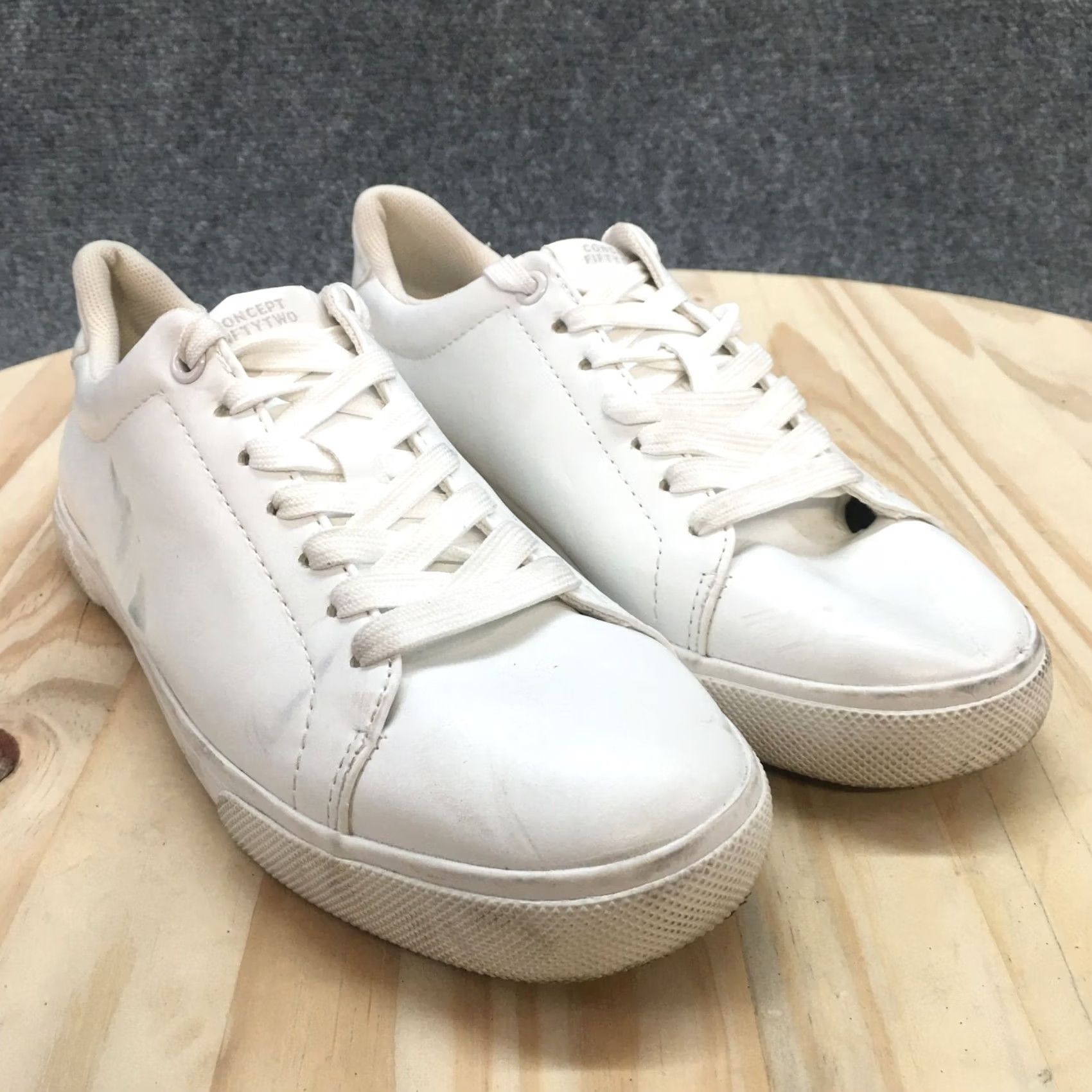 H&M Divided by H&M Shoes Womens 8 Sneakers White Leather Lace Up Round Toe Low Top Nike Size M / US 6-8 / IT 42-44 - 6 Thumbnail