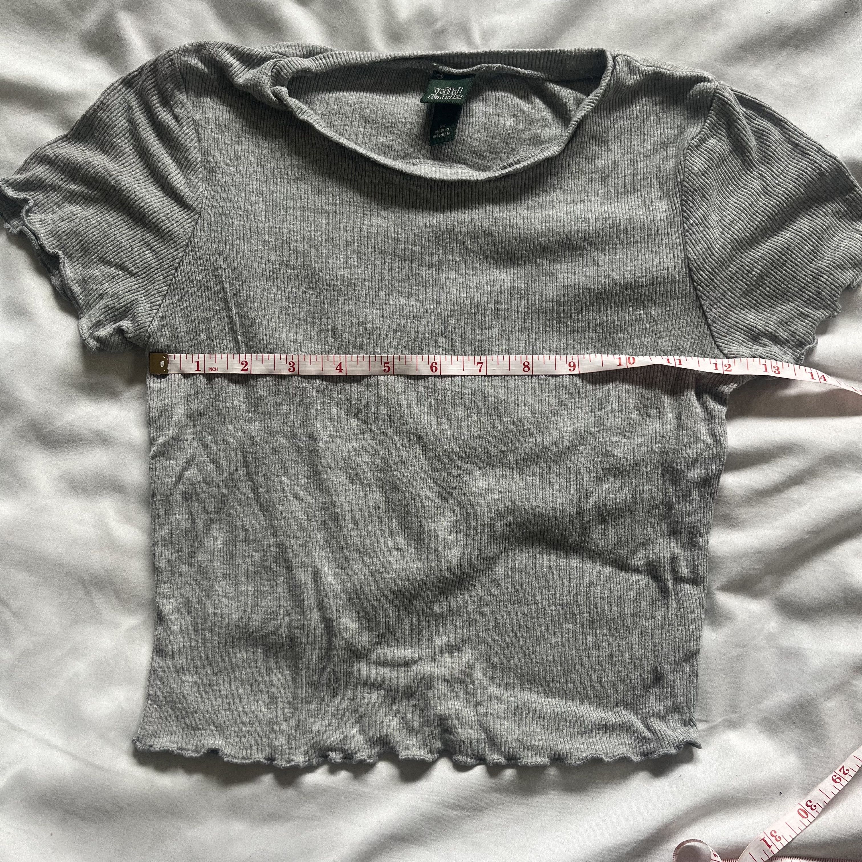 Target Basics Wild Fable Gray Crop Top with Lettuce Hem Size XS / US 0-2 / IT 36-38 - 3 Thumbnail