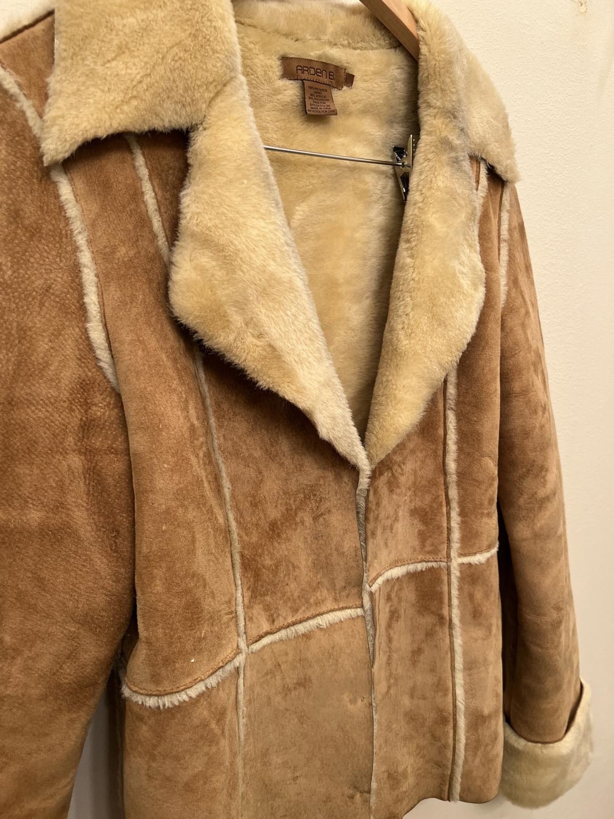 Designer Vintage Arden B. Suede Shearling Jacket Size L / US 10 / IT 46 - 2 Thumbnail