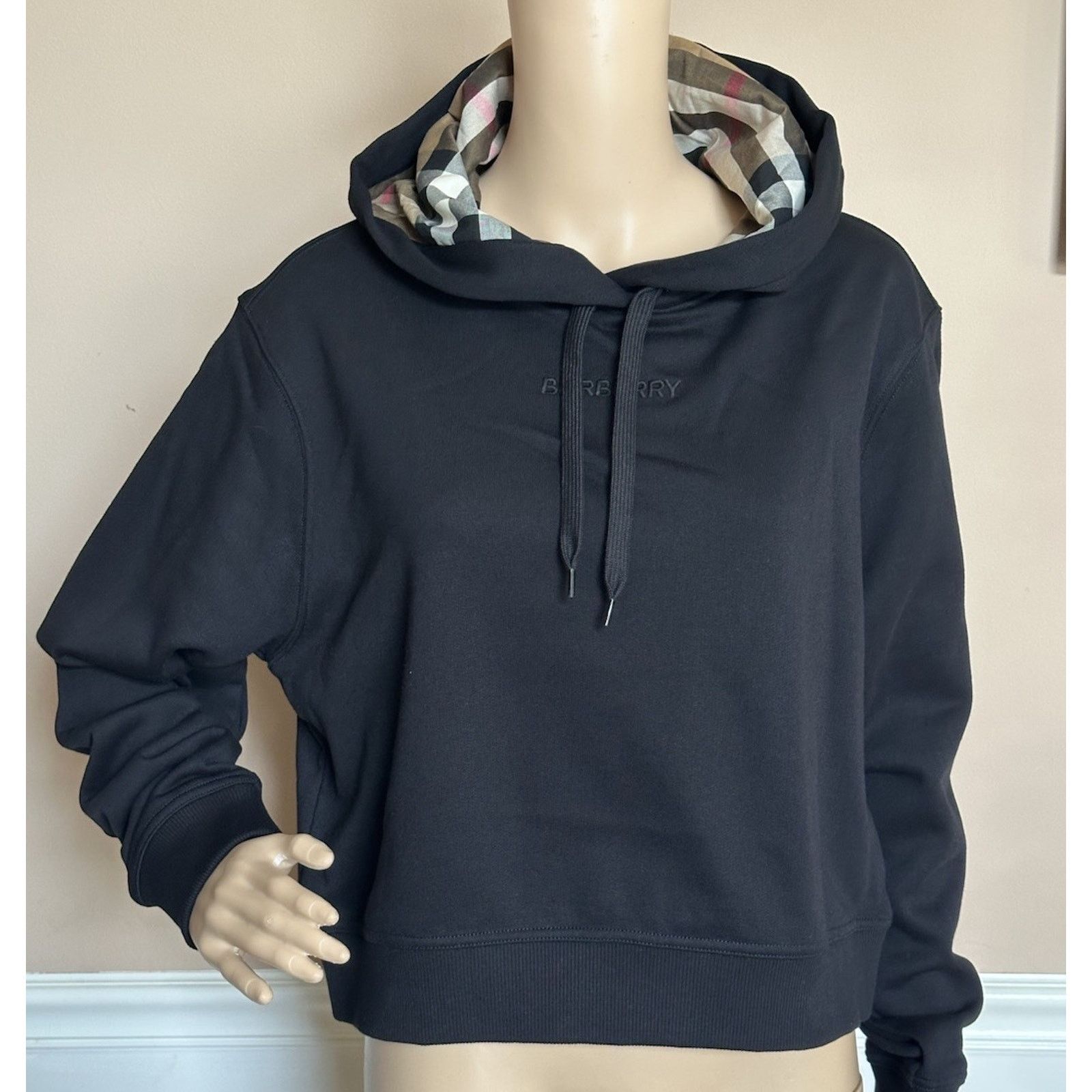 Burberry Burberry Talley Checked Sweatshirt Hoodie Black M 8084391 Size M / US 6-8 / IT 42-44 - 1 Thumbnail