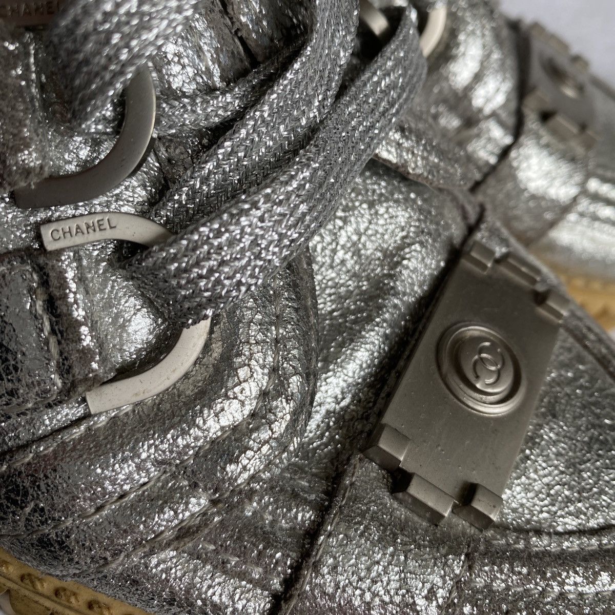 Chanel Cnanel Silver Foil Platform Creeper Sneakers Size US 8 / IT 38 - 6 Thumbnail