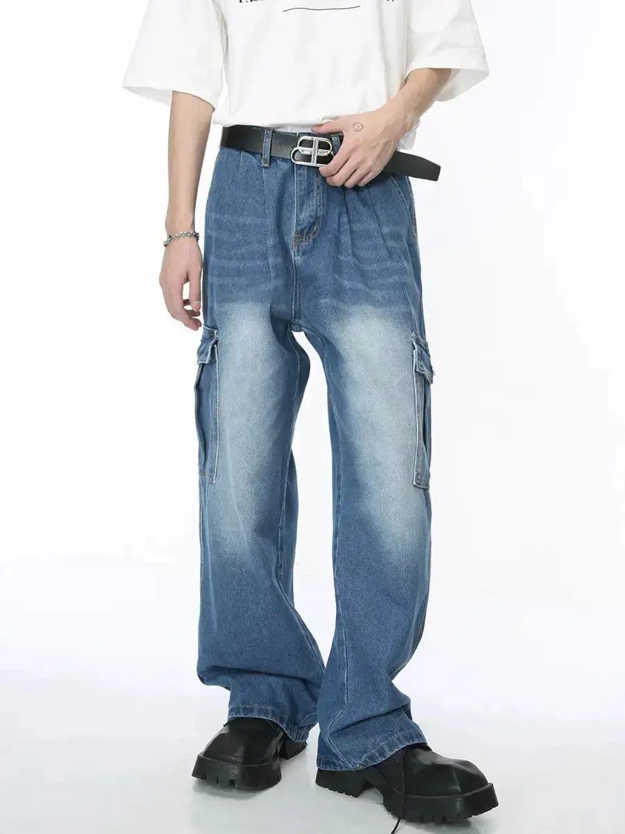 Japanese Brand Retro loose washed pocket jeans Size US 32 / EU 48 - 1 Thumbnail