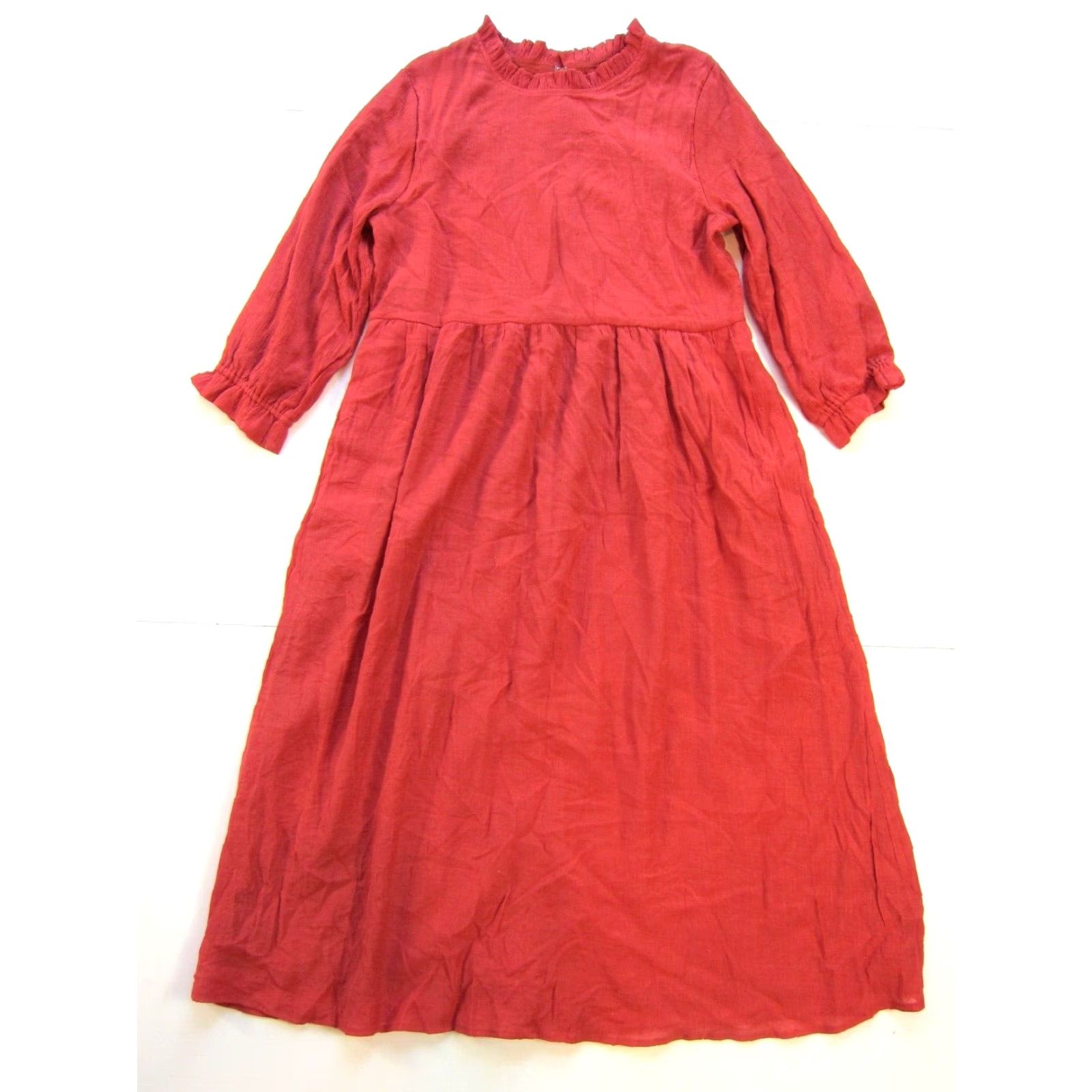 Vintage NWT MCO Rust Orange Rayon High Neck Pocket Long Sleeve Midi Mary Dress Small Size S / US 4 / IT 40 - 2 Thumbnail