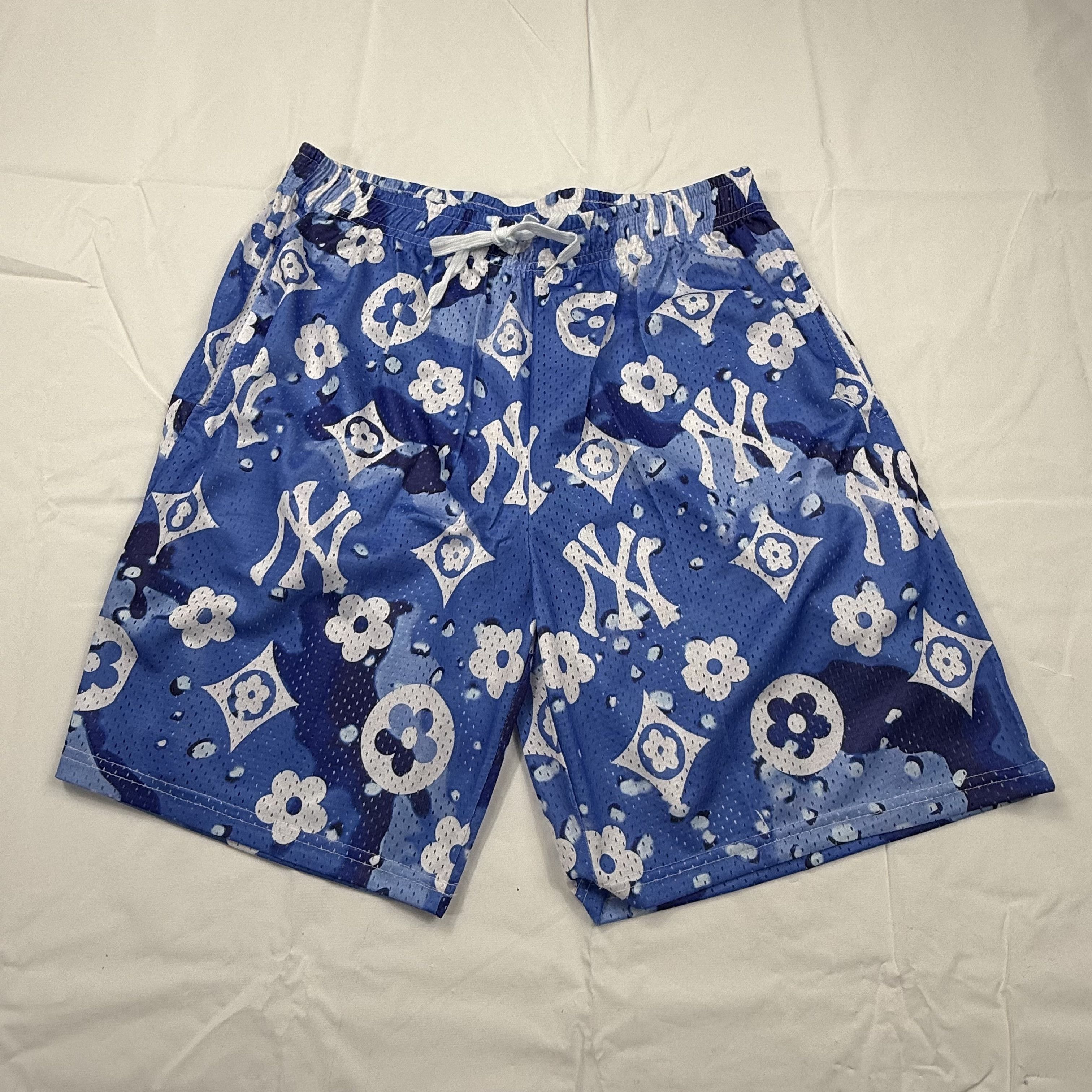 Other Mens Blue NY Yankees Monogram Mesh Basketball Shorts XXL Size US 40 / EU 56 - 1 Thumbnail