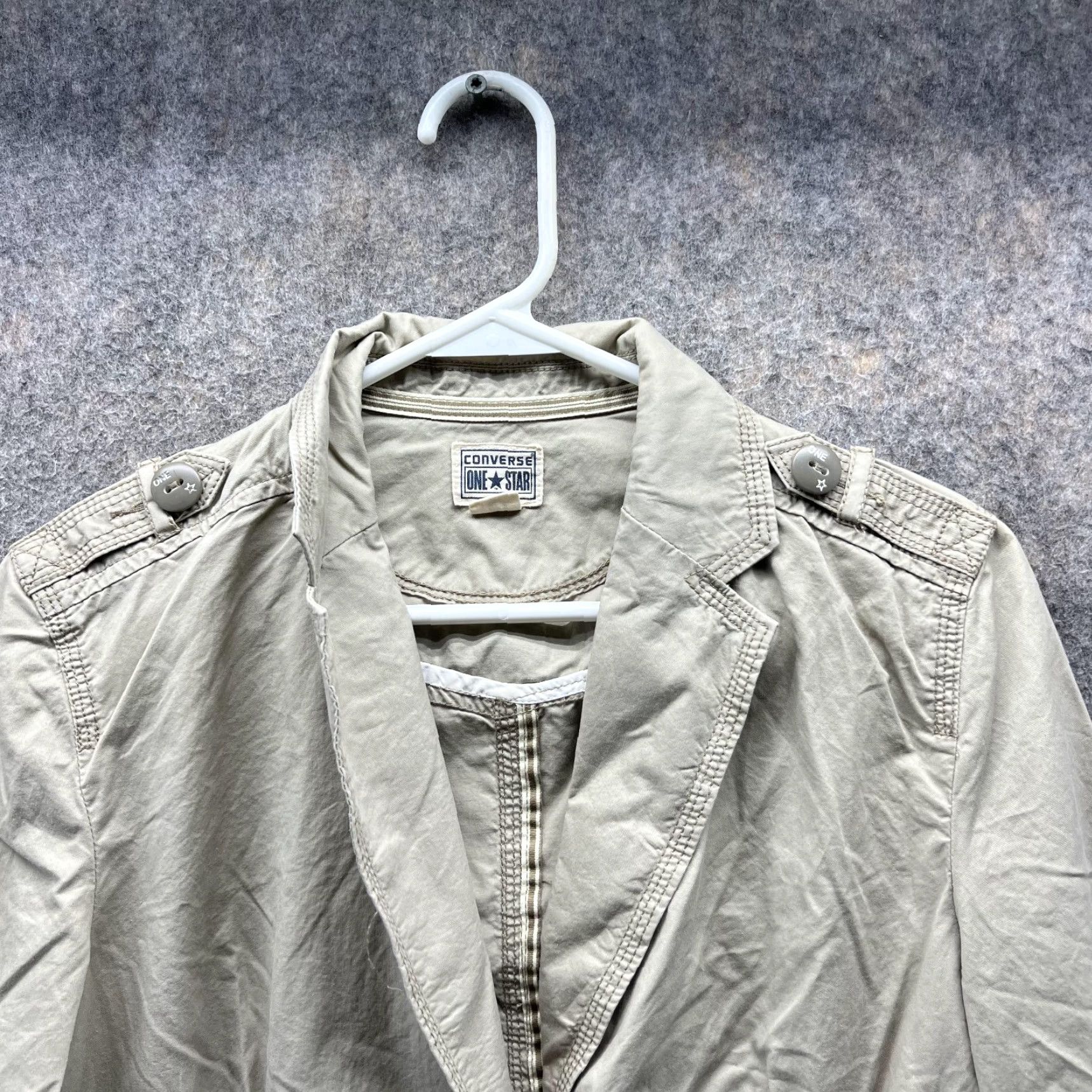 Converse VINTAGE Converse Jacket Women Small Khaki Beige Canvas Military Coat 1908 Fall Spring Womens Size S / US 4 / IT 40 - 2 Thumbnail