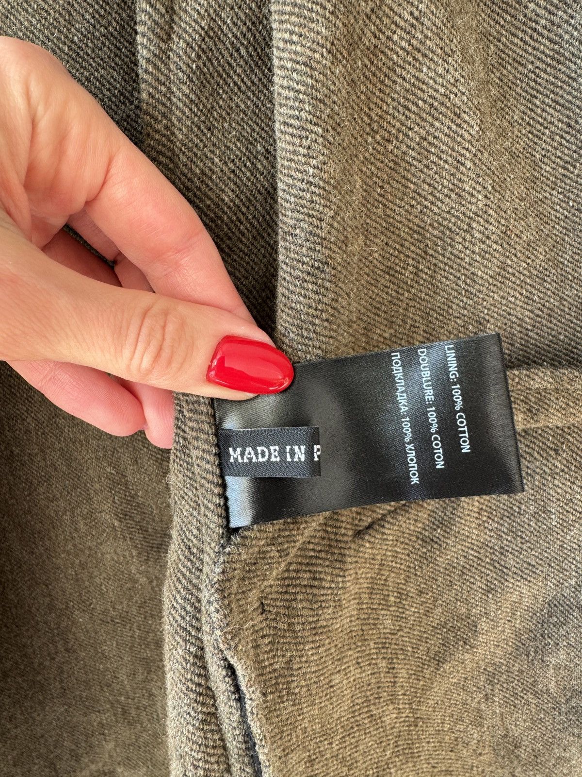 Ann Demeulemeester Ann Demeulemeester Khaki Wool Blend String Detail Balzer Size 52S - 6 Thumbnail
