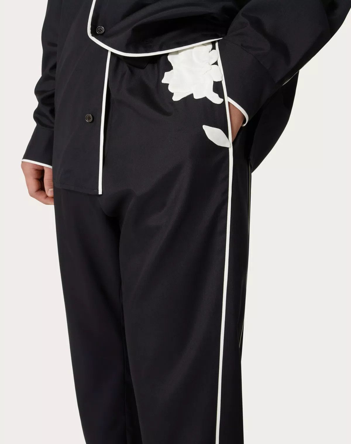 Valentino oc11z0725 Silk Popline Pyjama Pants in Black Size US 32 / EU 48 - 6 Thumbnail