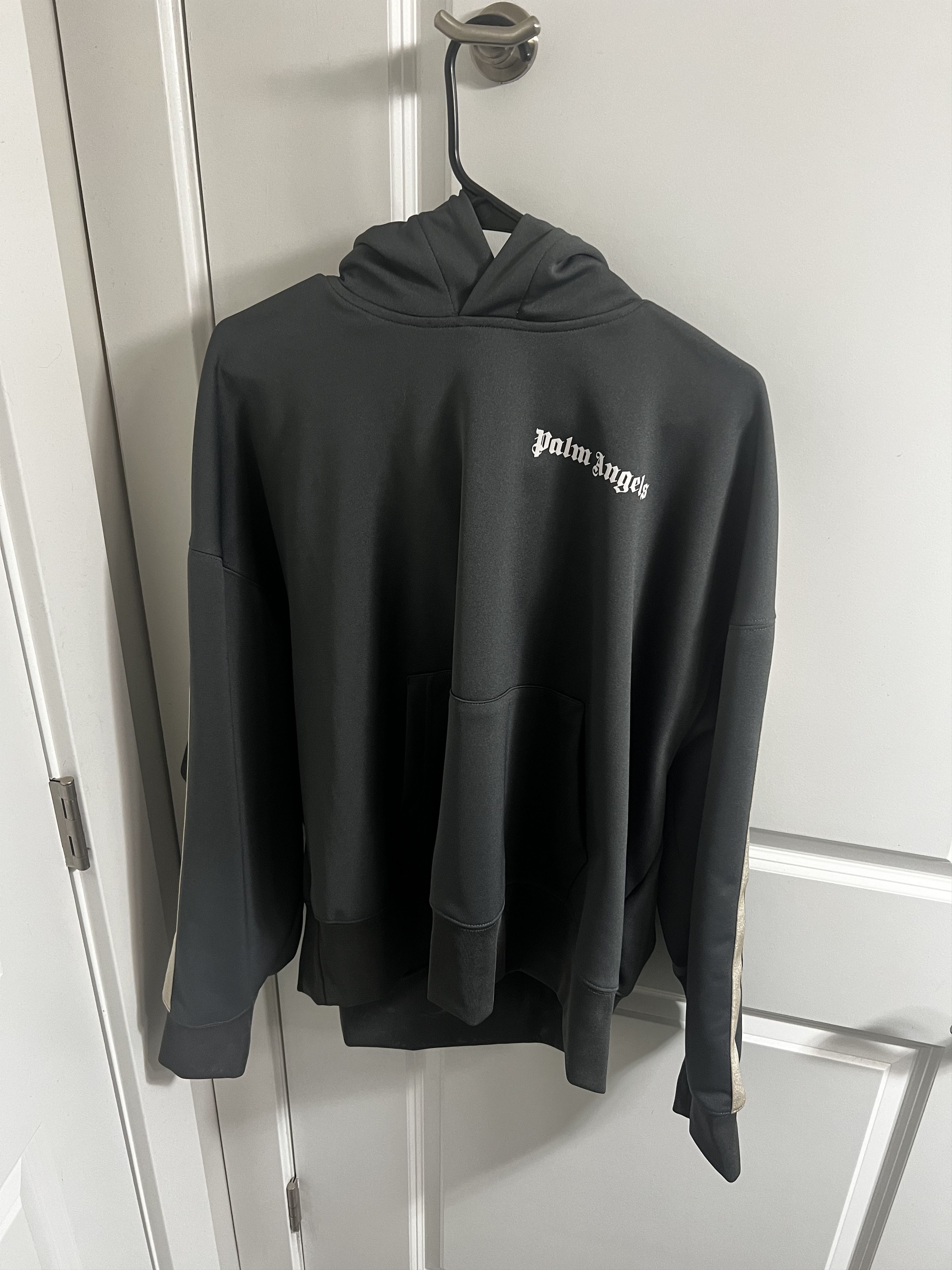 image of Palm Angels Classic Hoodie Dark Grey, Men's (Size Medium)