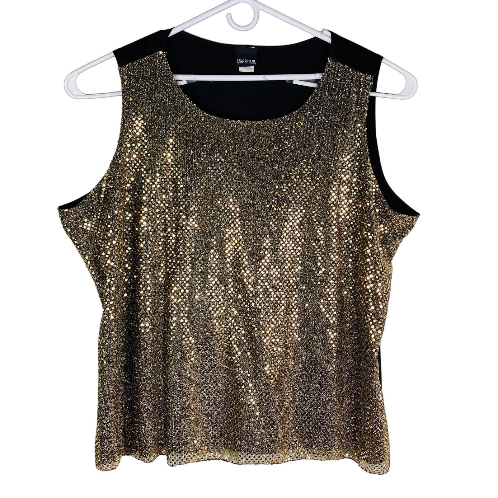 Other Lane Bryant Tank Gold Sequins 3X Lined Stretch Size 3XL / US 20-22 - 1 Thumbnail