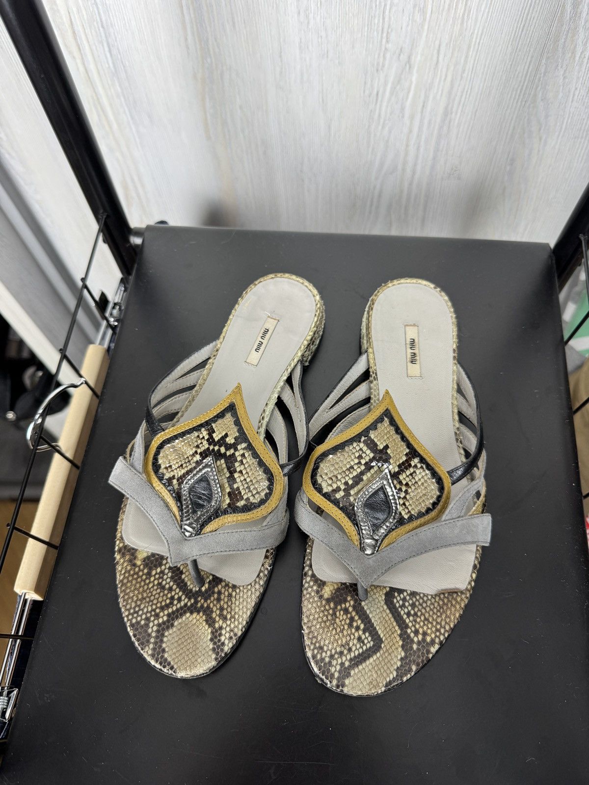 Miu Miu Miu Miu Lizard snake leather and suede sandals mules Sz 37 Size US 7 / IT 37 - 9 Thumbnail