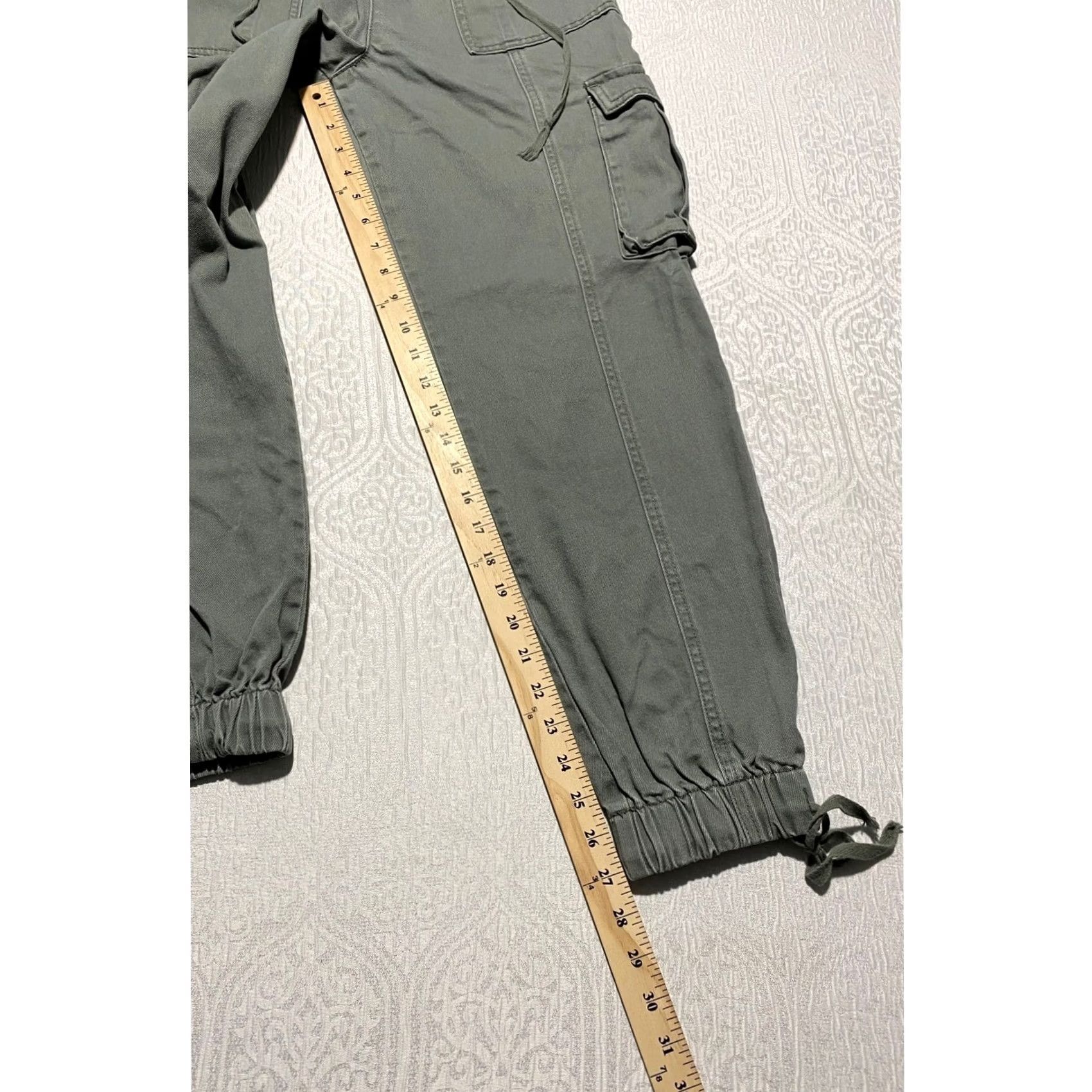 Forever 21 FOREVER 21 Womens Olive Green Cargo Jogger Pants Elastic Waist Tie Cuff Size M Size 32" / US 10 / IT 46 - 5 Thumbnail