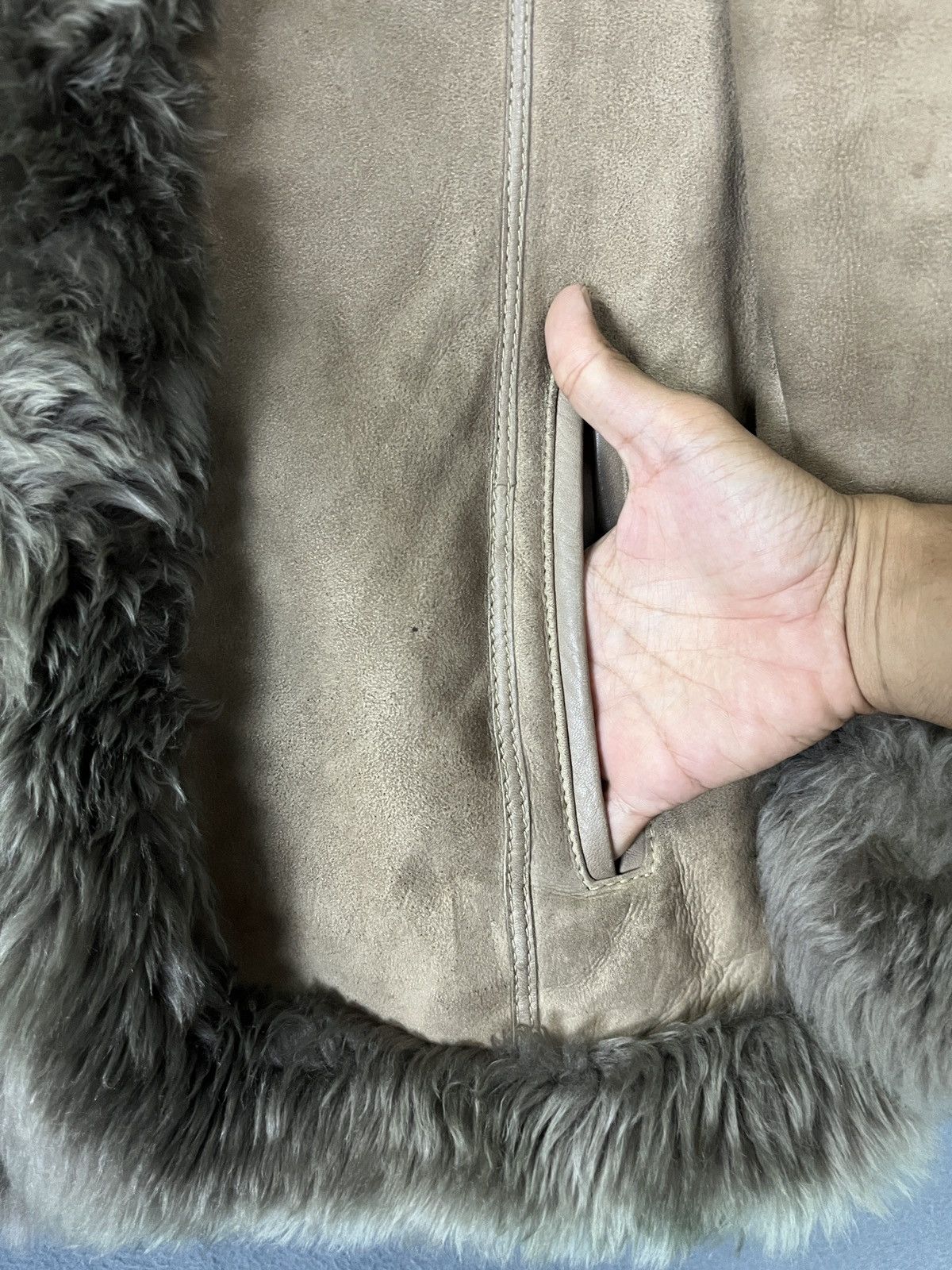 Designer ADAR MADE IN SPAIN SUEDE LEATHER JACKET SHEARLING FUR COAT Size US S / EU 44-46 / 1 - 6 Thumbnail