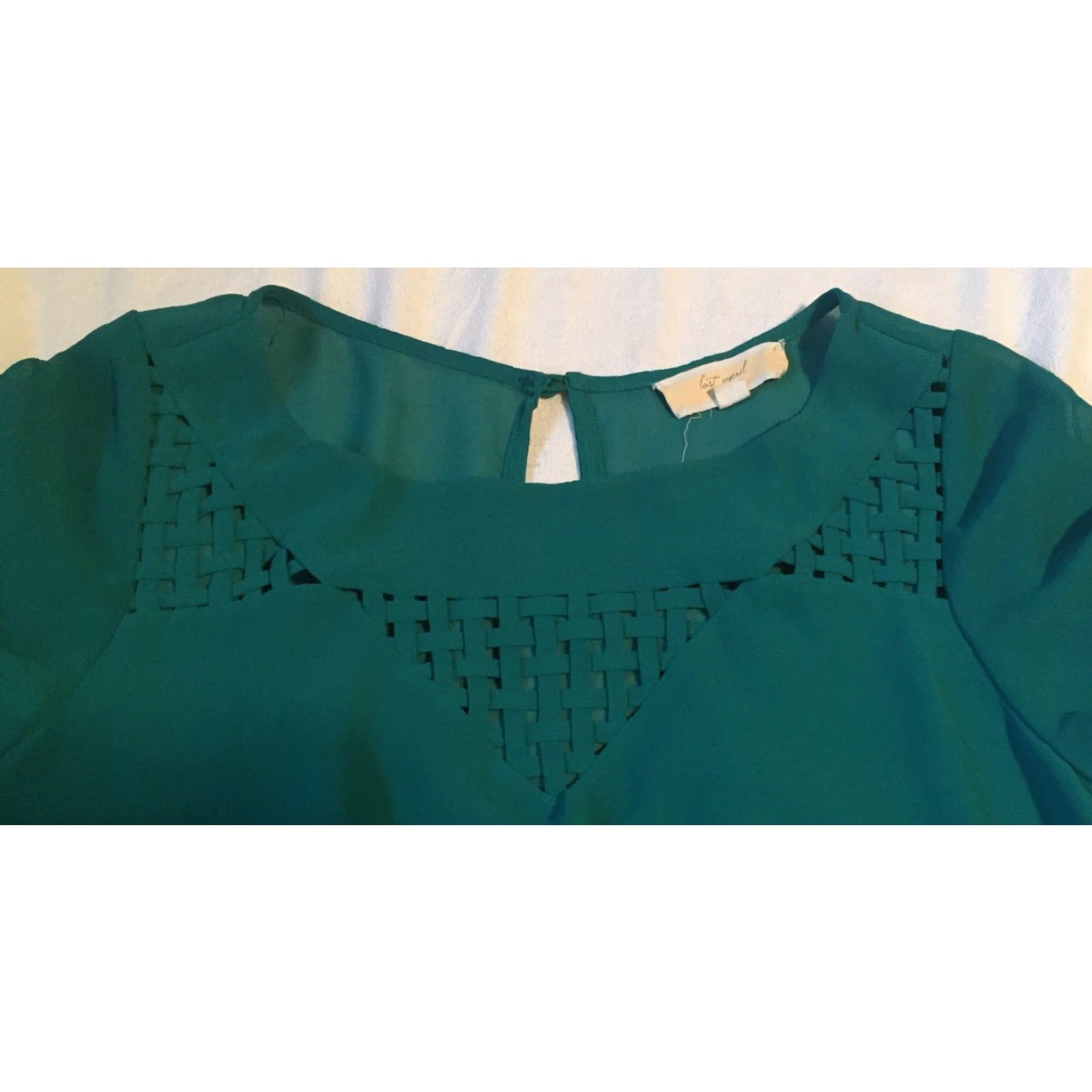 Vintage VINTAGE Lost April Women's Turquoise Long Sleeve Sheer Blouse Shirt Small S B23 Size S / US 4 / IT 40 - 4 Thumbnail