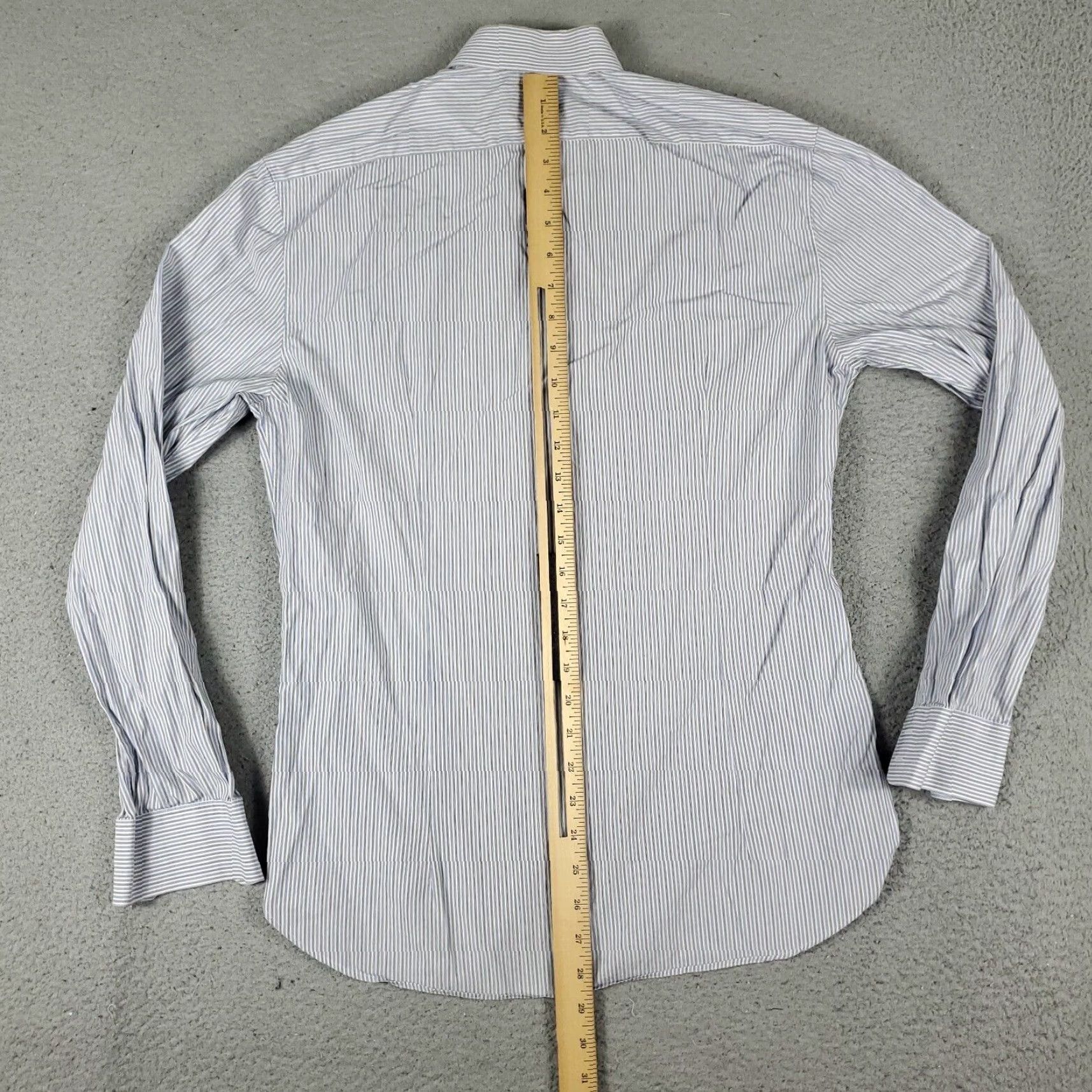 John Varvatos VINTAGE John Varvatos Shirt Mens 15 Blue Striped Slim Fit Dress Button Up Long Sleeve Size 40R - 3 Thumbnail