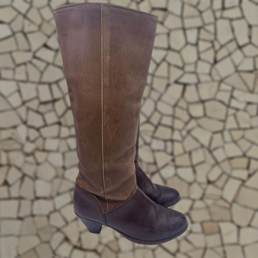 Frye 22169 Women's Size 7 M Brown Leather Low Heel Shoes Mid-Calf Western Boots
