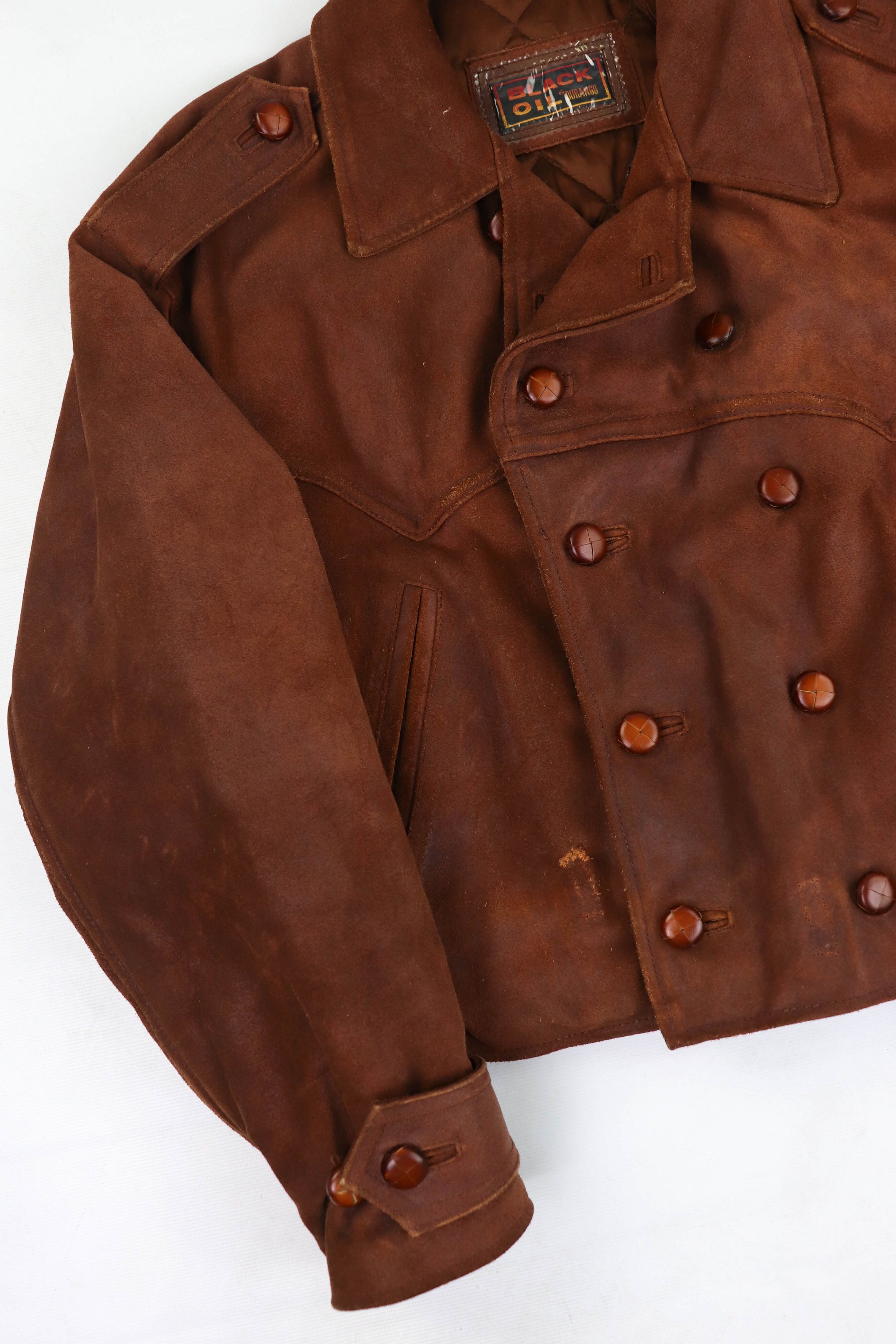 Vintage Vintage Tan Suede Leather Western Double Breast Crop Jacket Size US L / EU 52-54 / 3 - 5 Thumbnail