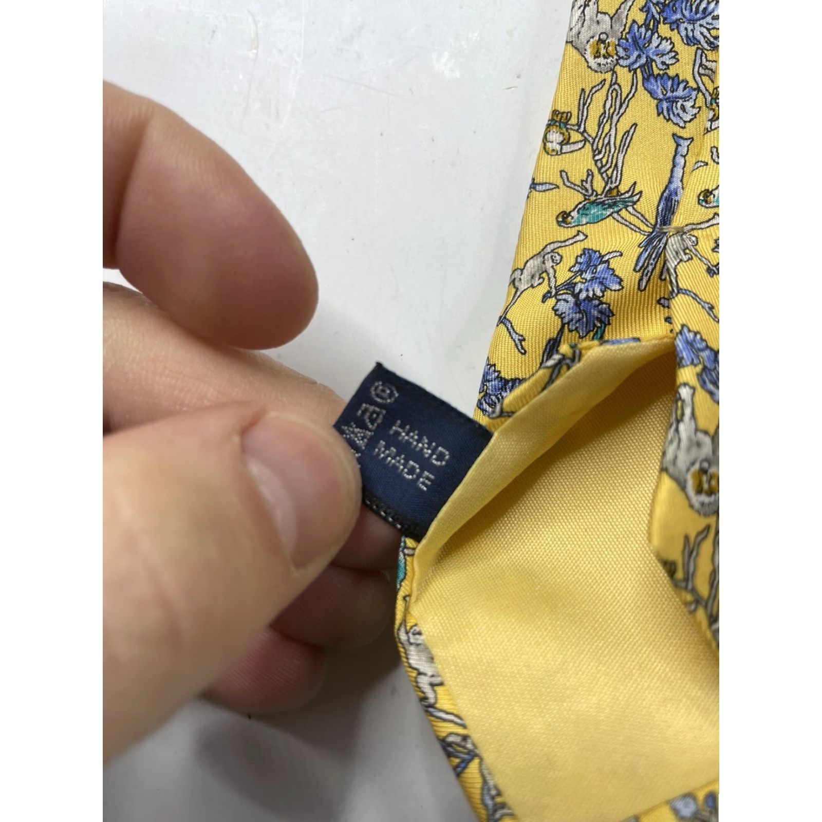 Figaret Alain Figaret Paris Luxury Silk Tie Multicolor Animal Print Monkey Cheetah Parrots Toucans Yellow Blue Classic 57"-60" Adults Mens Tie Size ONE SIZE - 4 Thumbnail