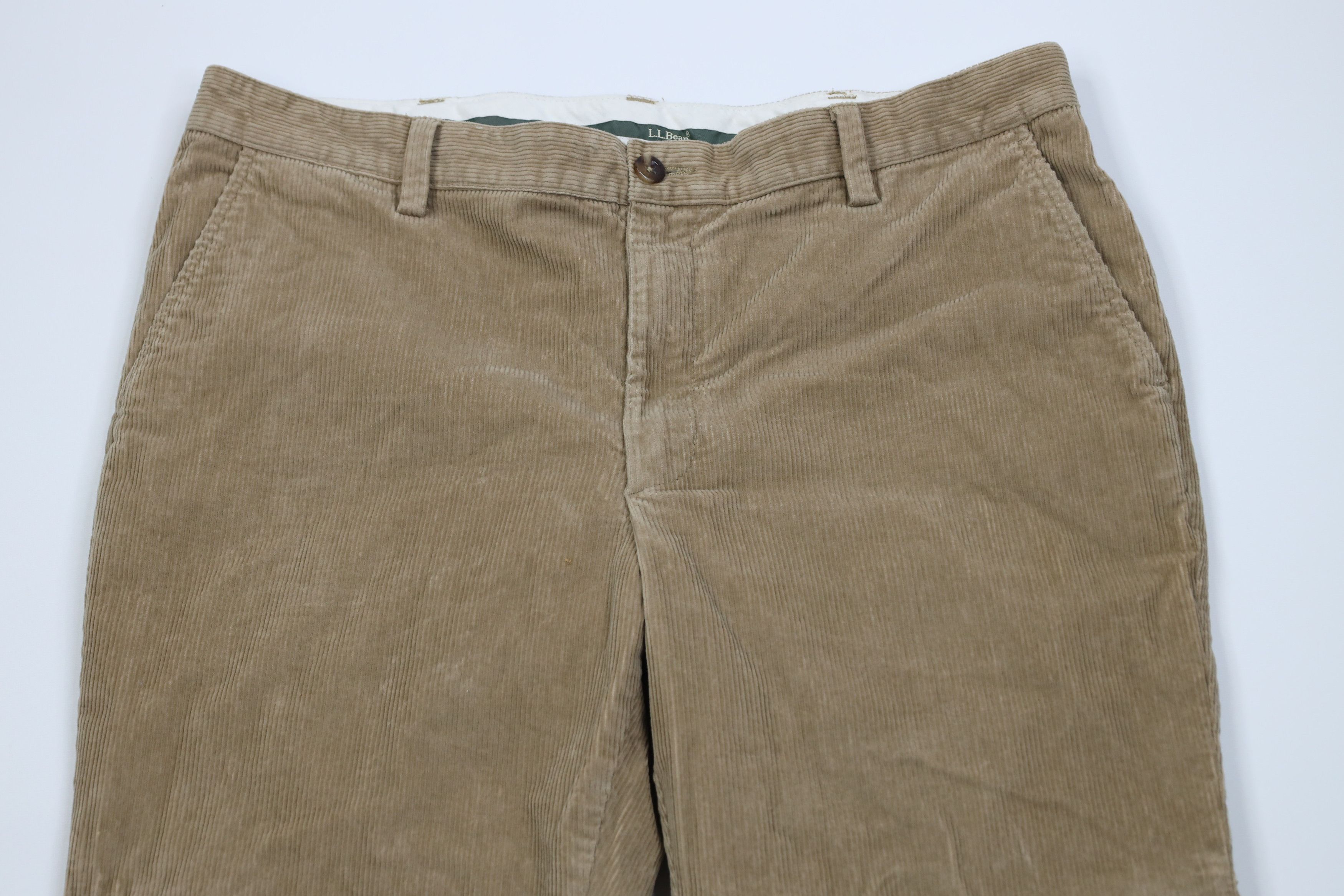 L.L. Bean Vintage 90s Y2K LL Bean Wide Leg Corduroy Chino Pants Beige Size US 38 / EU 54 - 2 Thumbnail