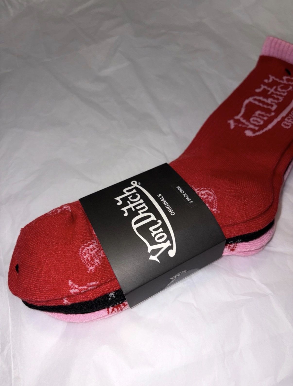 Von Dutch Von Dutch Men's Crew Socks Red black Pink color 3 pack socks Size ONE SIZE - 3 Thumbnail