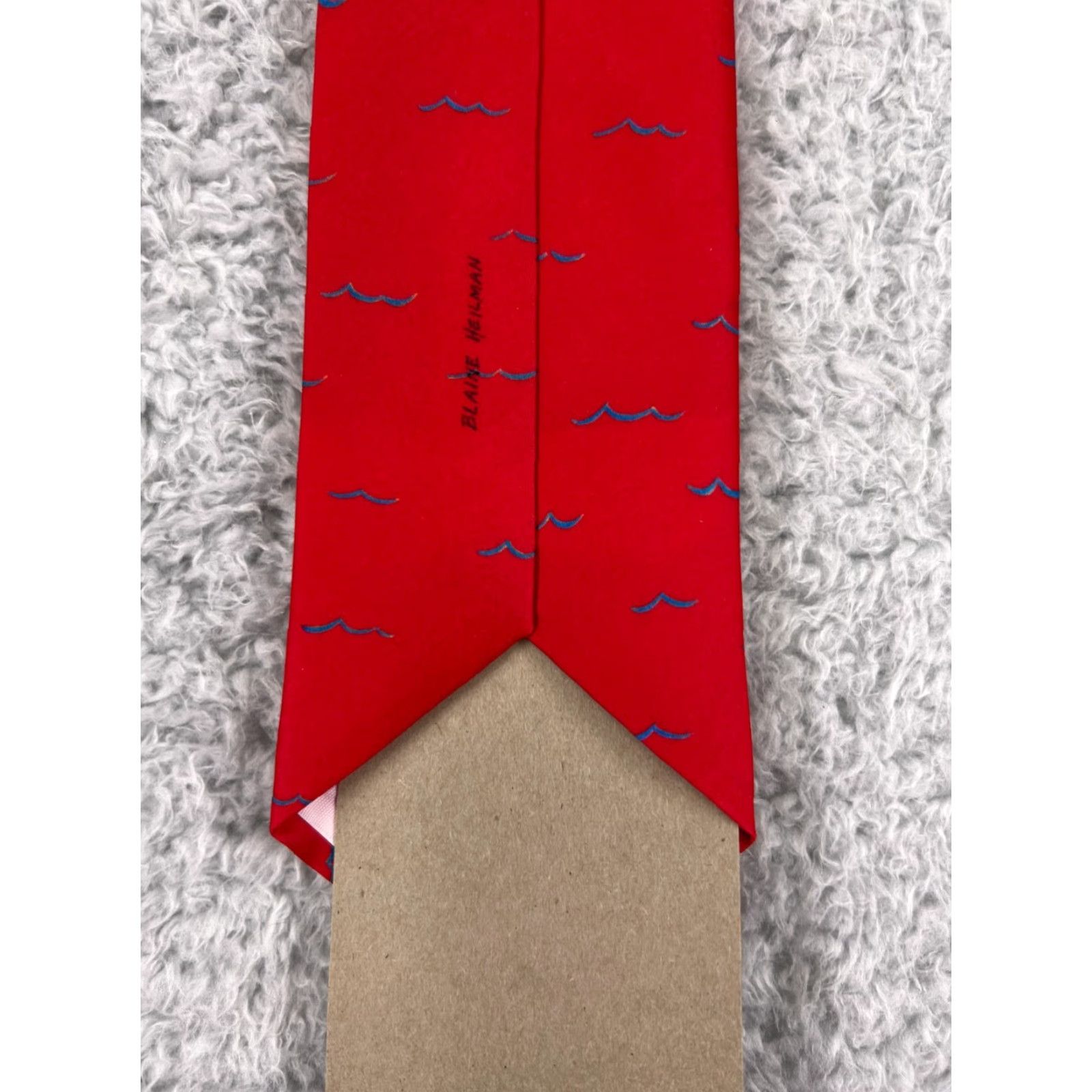 Vintage VINTAGE Ralph Marlin Mens Tie Short Red Snow Man "Surfin Santa" Christmas 1989 Classic Pattern Holiday Man Size ONE SIZE - 6 Thumbnail