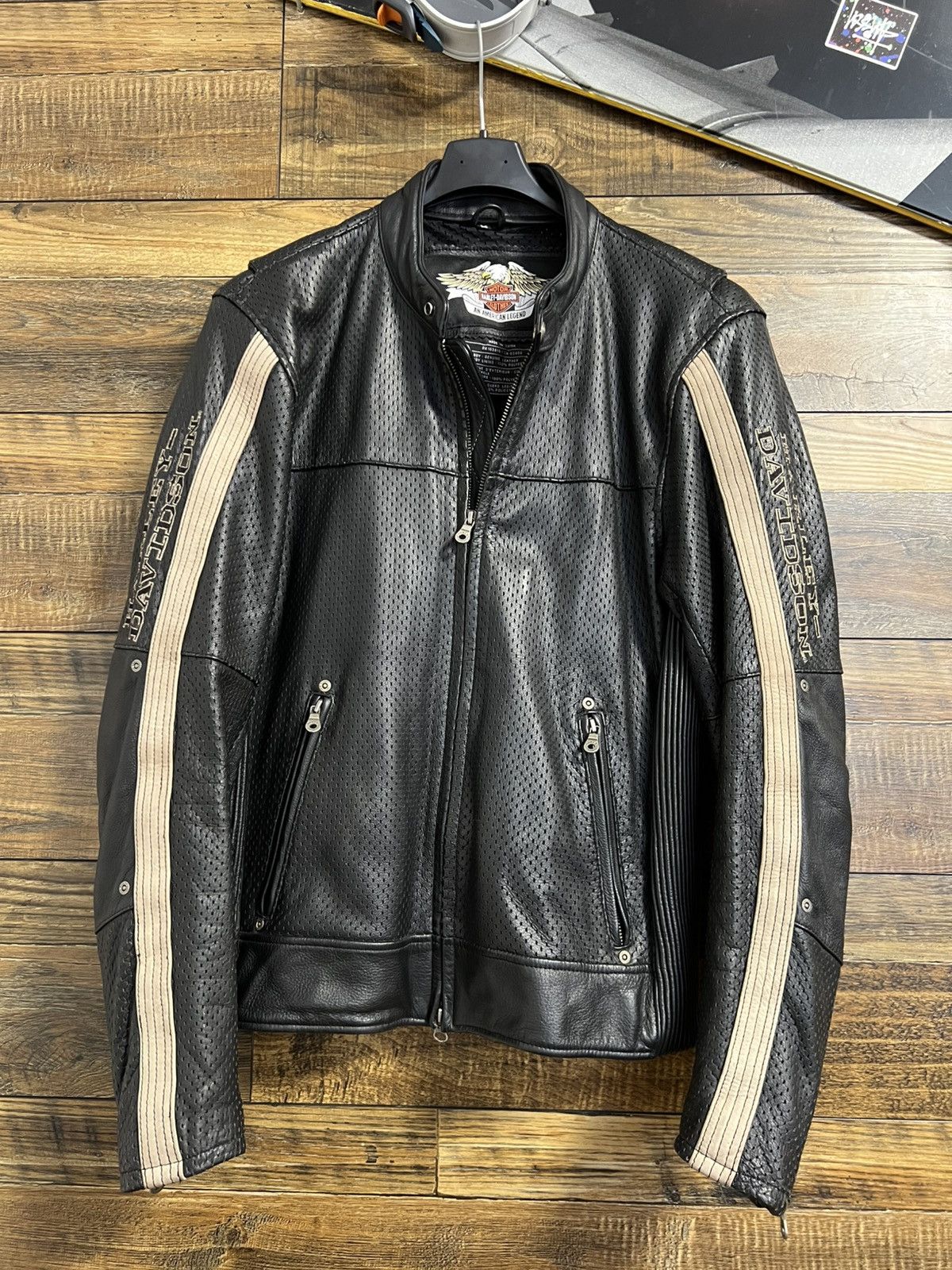 Harley Davidson HARLEY DAVIDSON Jacket Perforated Leather Bomber Racing Size US M / EU 48-50 / 2 - 3 Thumbnail