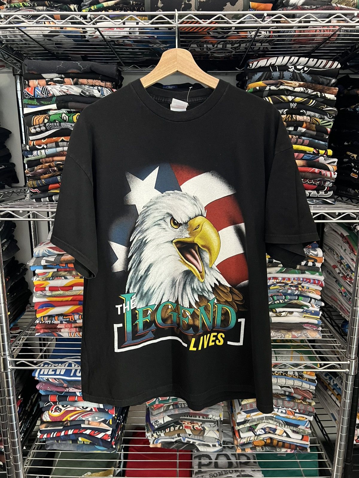 Harley Davidson 2000s The Legend Lives American Eagle USA Flag Tee Size US XL / EU 56 / 4 - 1 Thumbnail