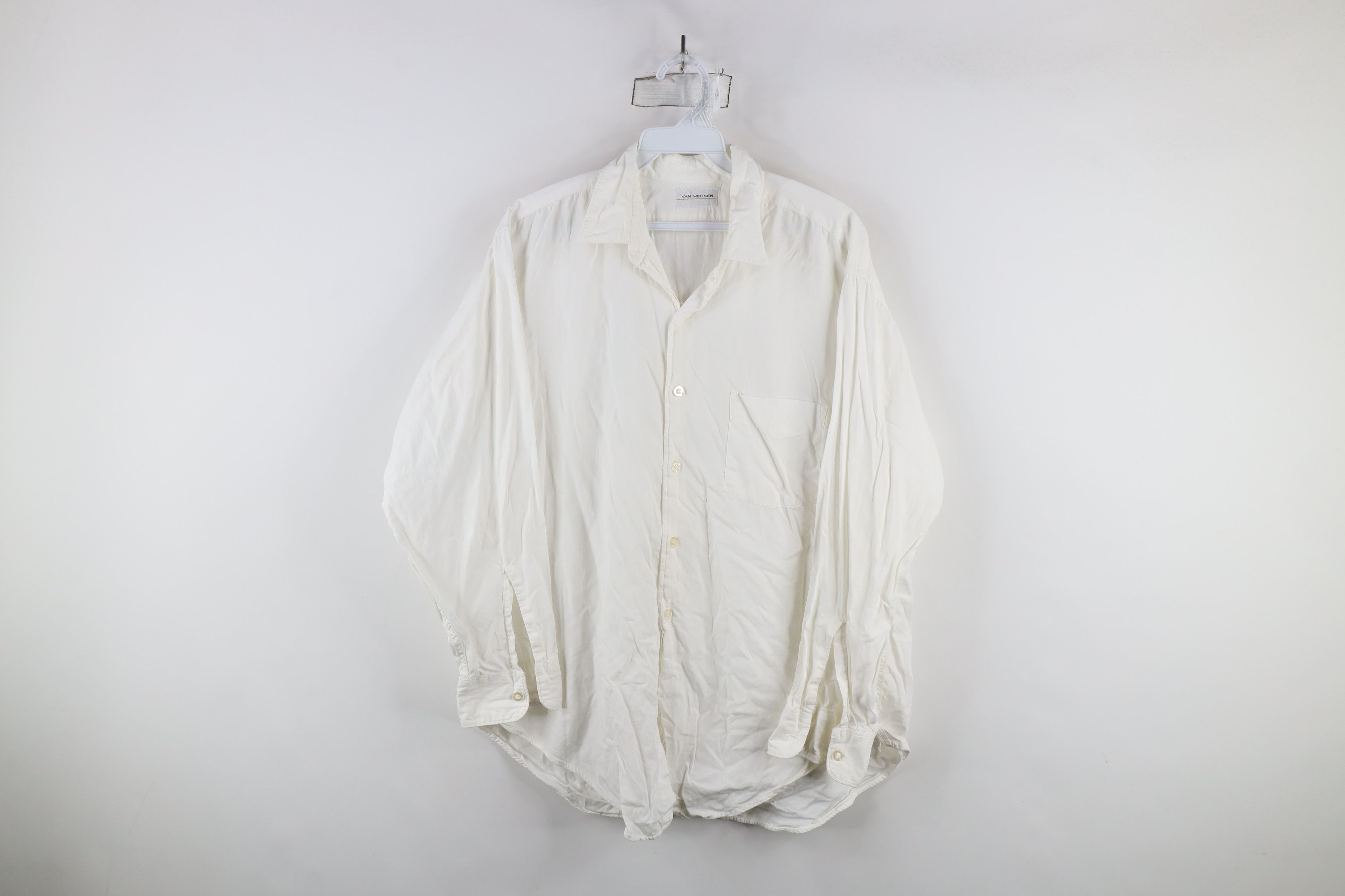 Vintage Vintage 60s 70s Rockabilly Collared Button Shirt White USA Size US XL / EU 56 / 4 - 1 Thumbnail