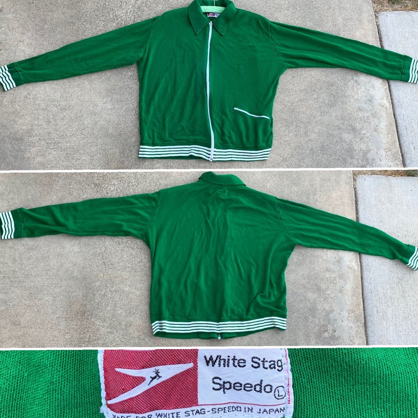 Vintage VINTAGE White Stag Speedo track jacket Mens Jacket L White 90s Vintage Winter Spring Summer Fall Japan Zip Size US L / EU 52-54 / 3 - 4 Thumbnail