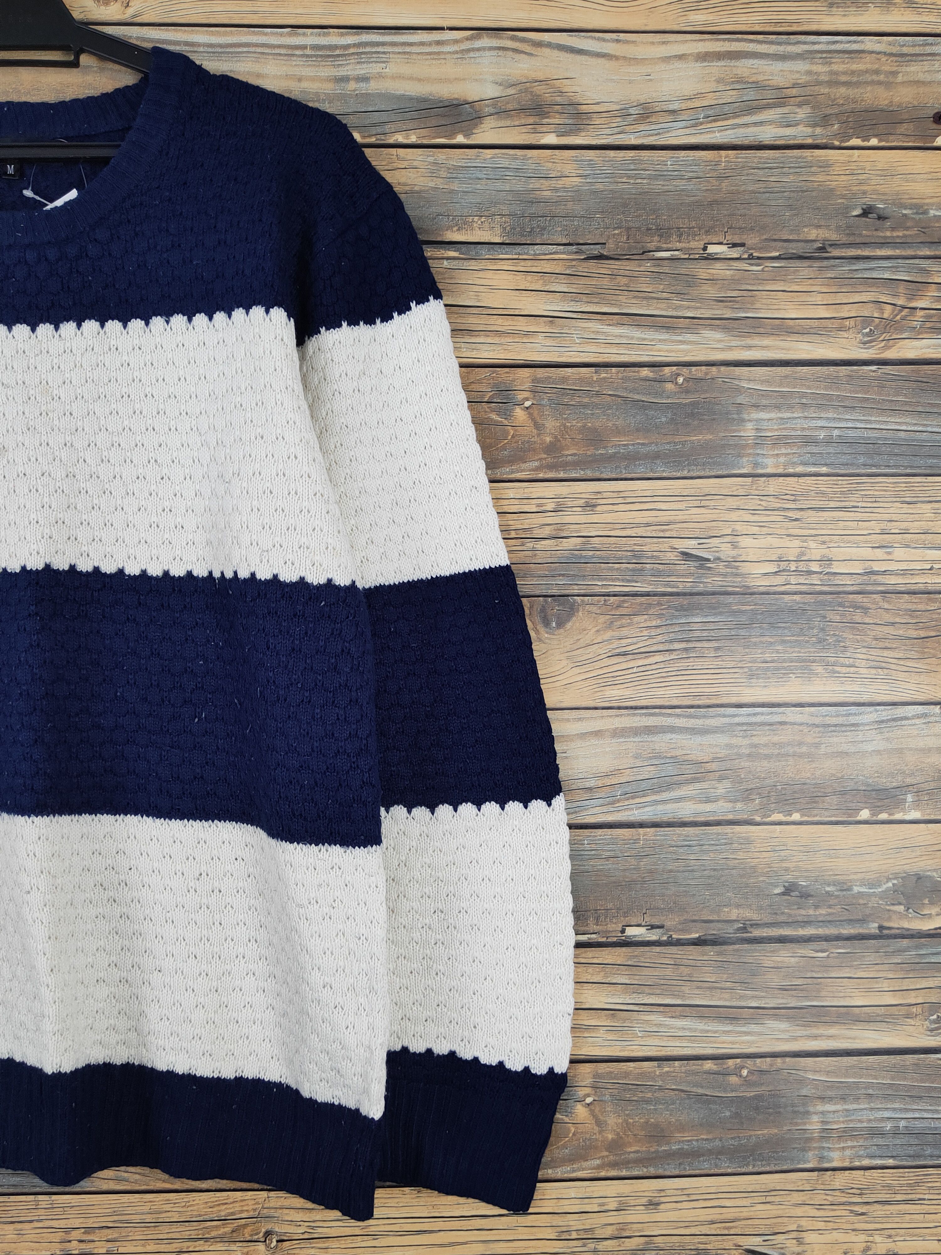 Homespun Knitwear Cathy's Closet Navy Cream Stripe Knitwear Sweatshirts#W 1004 Size US M / EU 48-50 / 2 - 5 Thumbnail