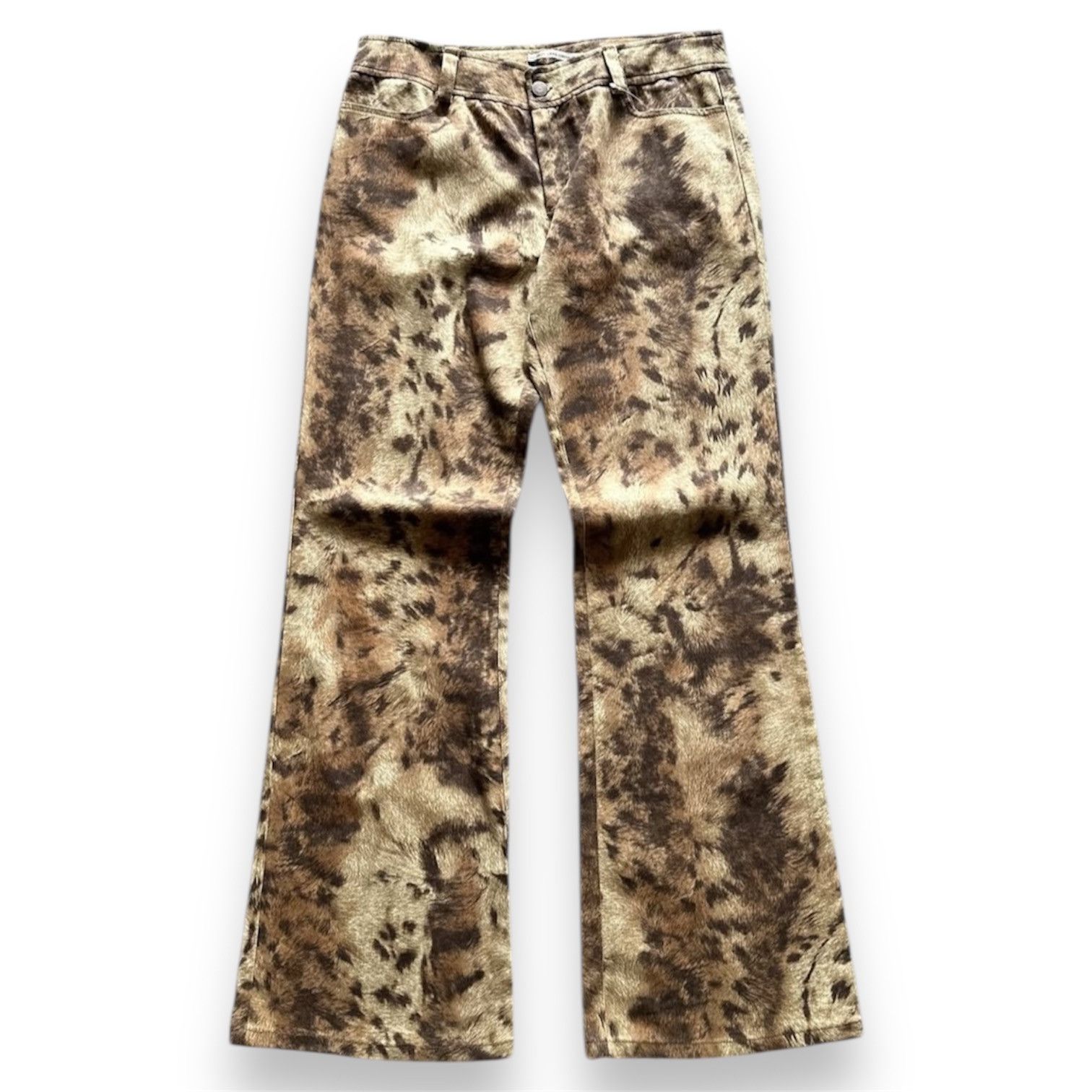 Japanese Brand 2000s Grace Continental Ifsix Leopard Flare Jeans y2k Lgb Size US 29 - 1 Thumbnail