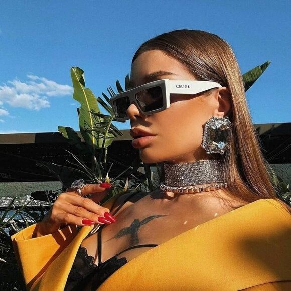 Celine Celine CL40214U 39A Sunglasses Yellow Rectangle Frame, Grey Size ONE SIZE - 2 Thumbnail