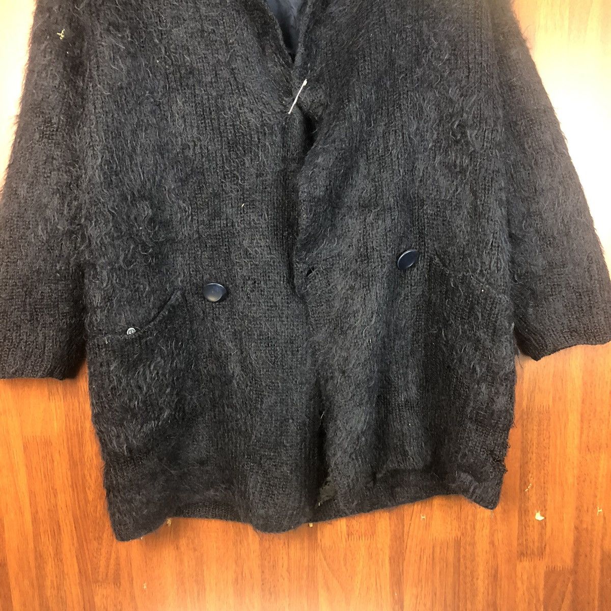 Vintage Blanct Dark Blue Shag Shaggy Fur Mohair Cardigan #7408 Size US XL / EU 56 / 4 - 3 Thumbnail