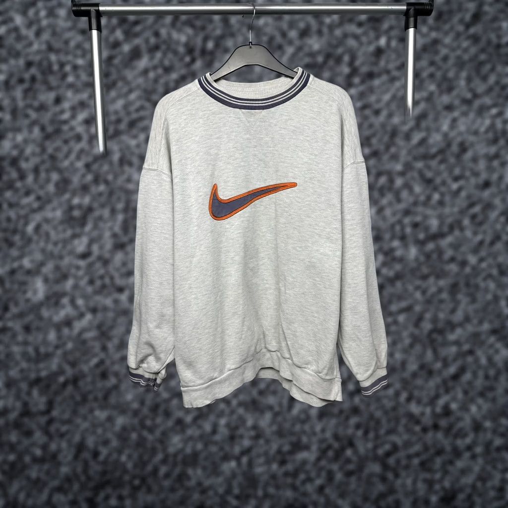 Nike Nike 90s Vintage Swoosh Sweatshirt Mens XL Gray Logo Pullover Crew Neck Size US XL / EU 56 / 4 - 1 Thumbnail