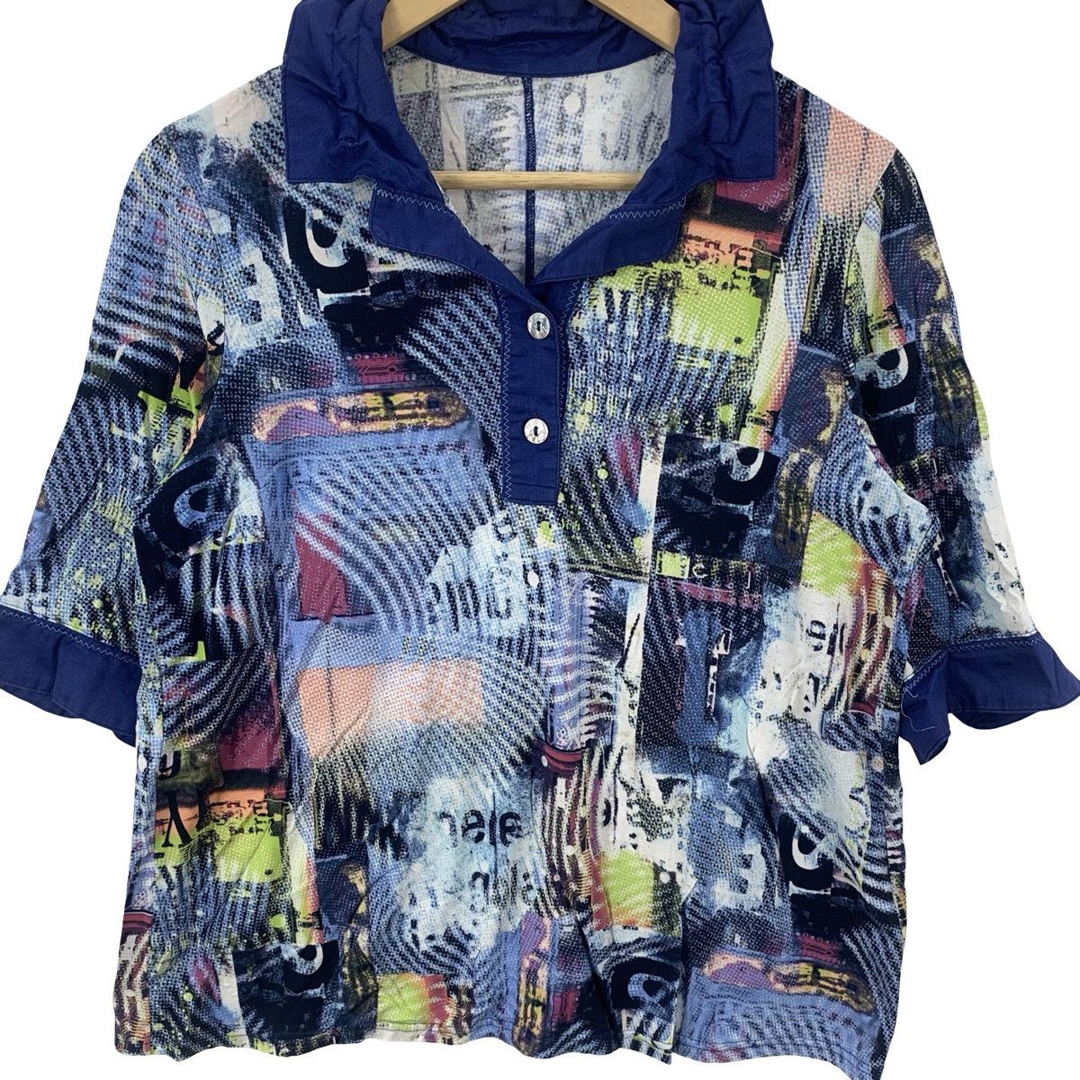 Vintage Vintage LEONARDI ITALY Abstract Print Mesh Collared Size US M / EU 48-50 / 2 - 6 Thumbnail