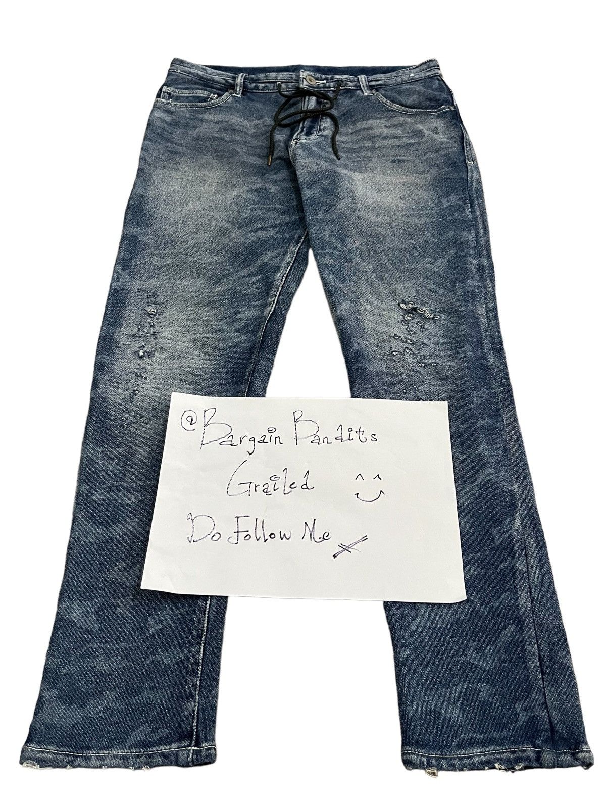 5351 POUR LES HOMMES 5351 Pour Les Homme Acid Wash Embosed Printed Distress Pants Size US 32 / EU 48 - 1 Thumbnail